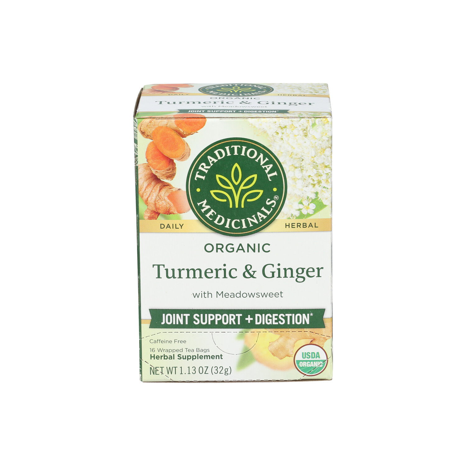 Traditional Medicinals Turmeric With Meadowsweet & Ginger Bagged Tea And - 0.071 Ounce - 16 Count Image 1 of 3