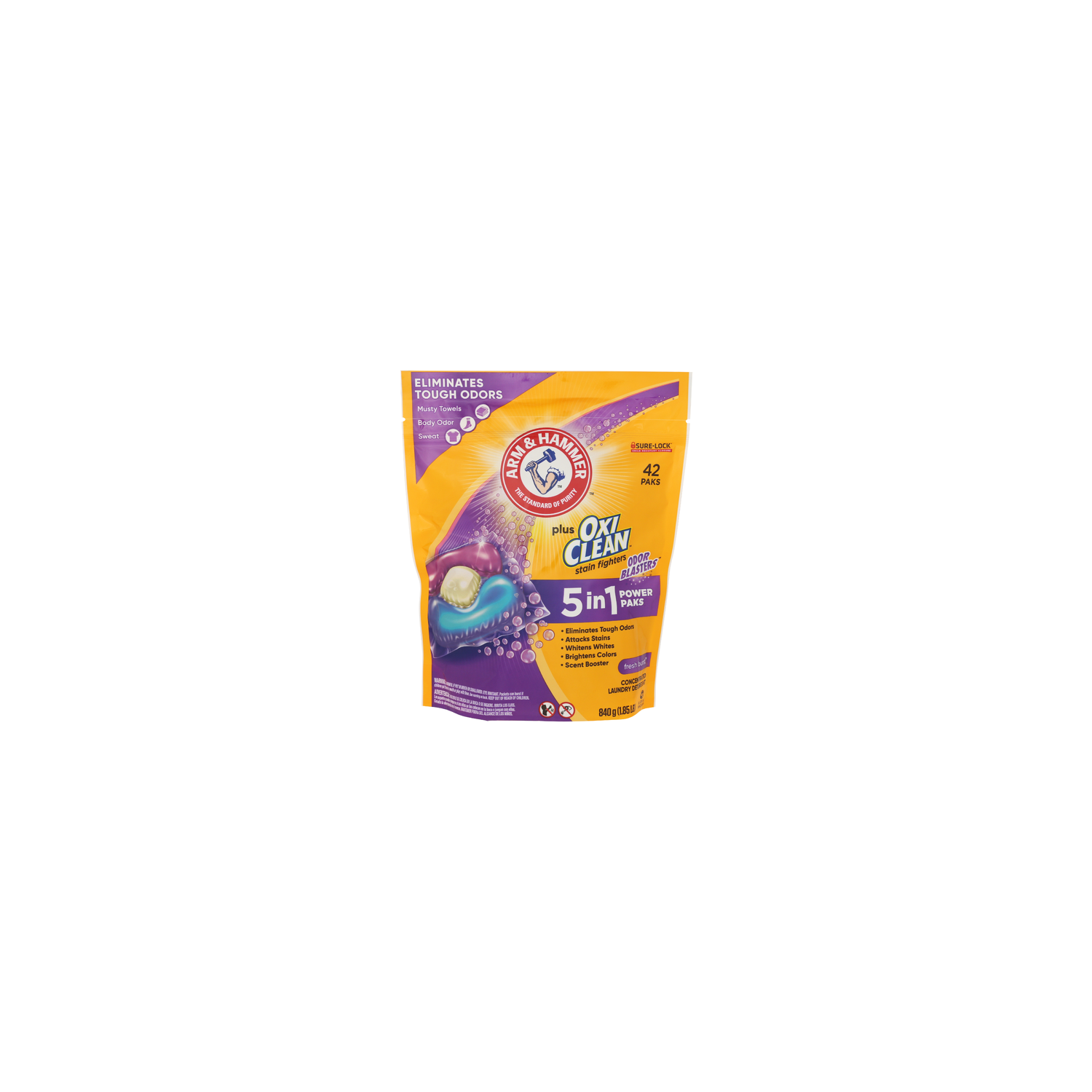 ARM & HAMMER Fresh Burst 5 In 1 Power Paks Concentrated Laundry Detergent - 20 Gram - 42 Count Image 1 of 3
