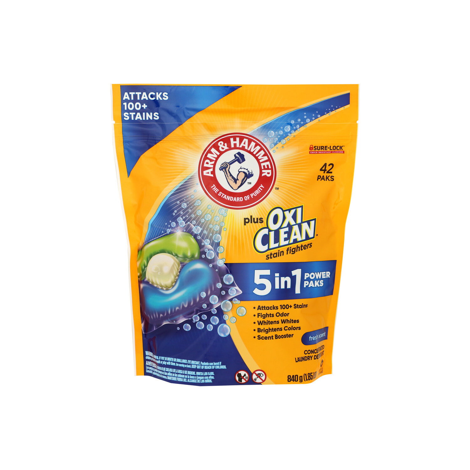 ARM & HAMMER Fresh Scent 5 In 1 Power Paks Concentrated Laundry Detergent - 20 Gram - 42 Count Image 1 of 3