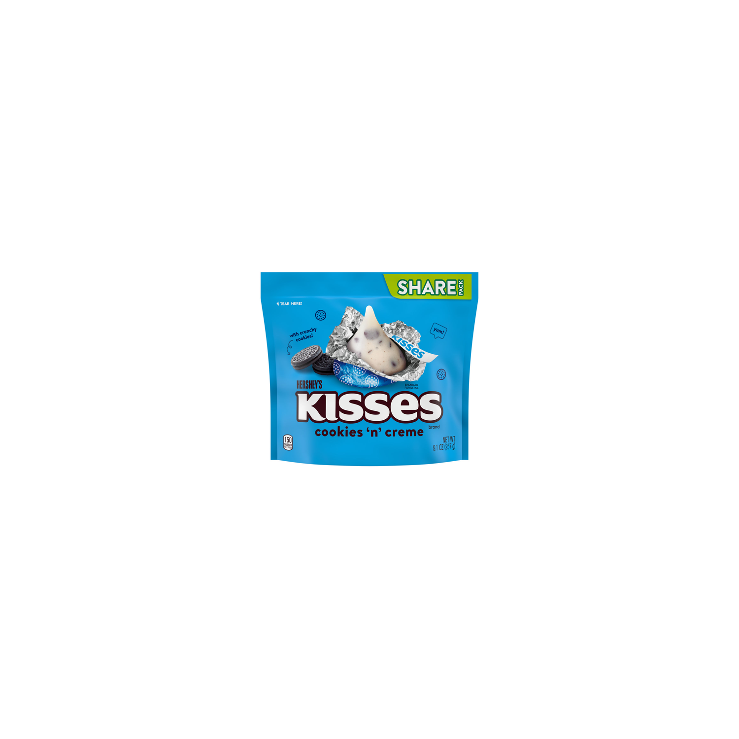 HERSHEY'S Share Pack Cookies N Creme Kisses - 9.1 Ounce