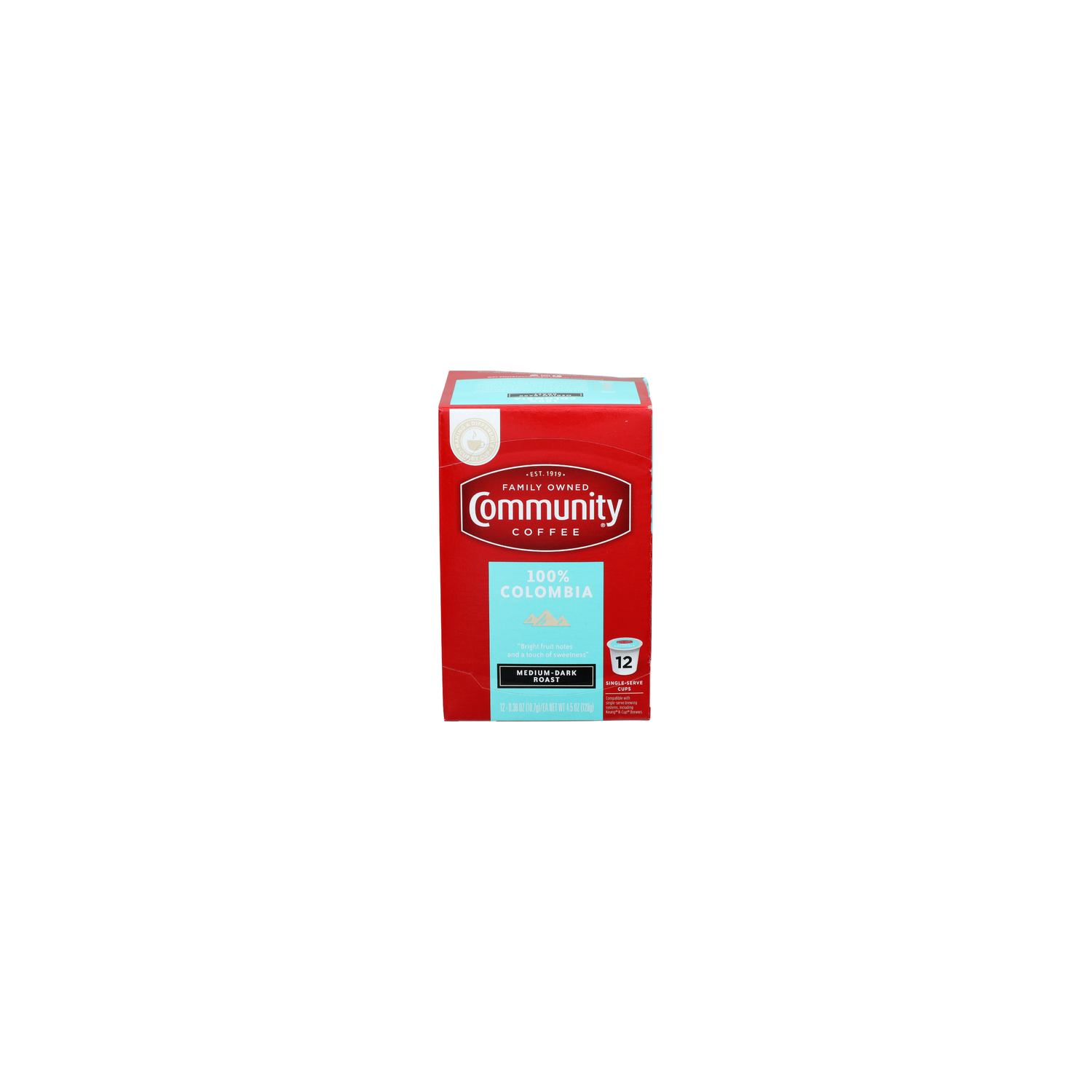 Community Coffee 100% Columbia Medium-Dark Roast Coffee - 0.375 Ounce - 12 Count Image 1 of 2
