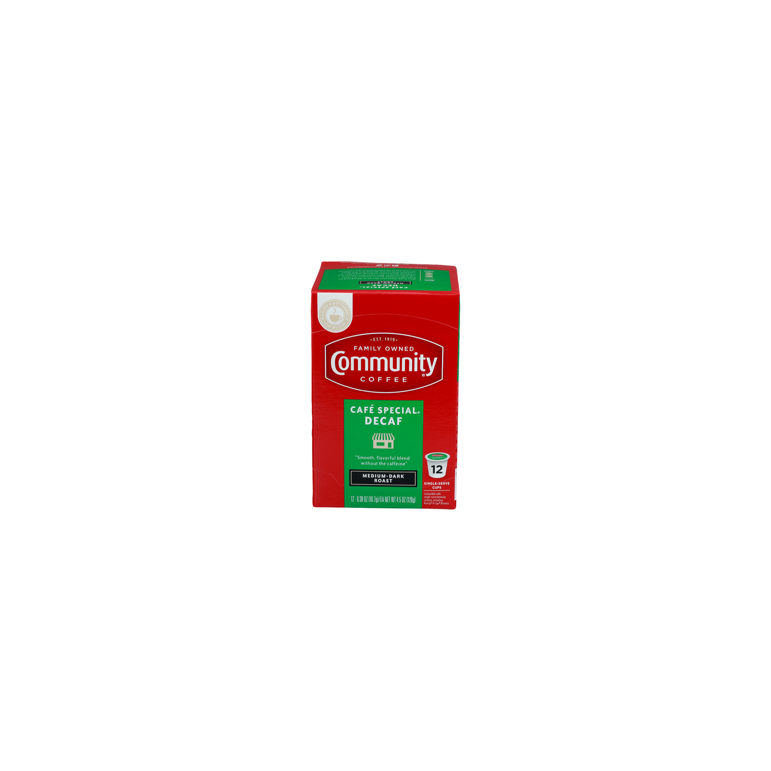 Community Coffee Café Special Decaf Medium Dark Roast Single Serve Cups - 0.375 Ounce - 12 Count Image 1 of 3
