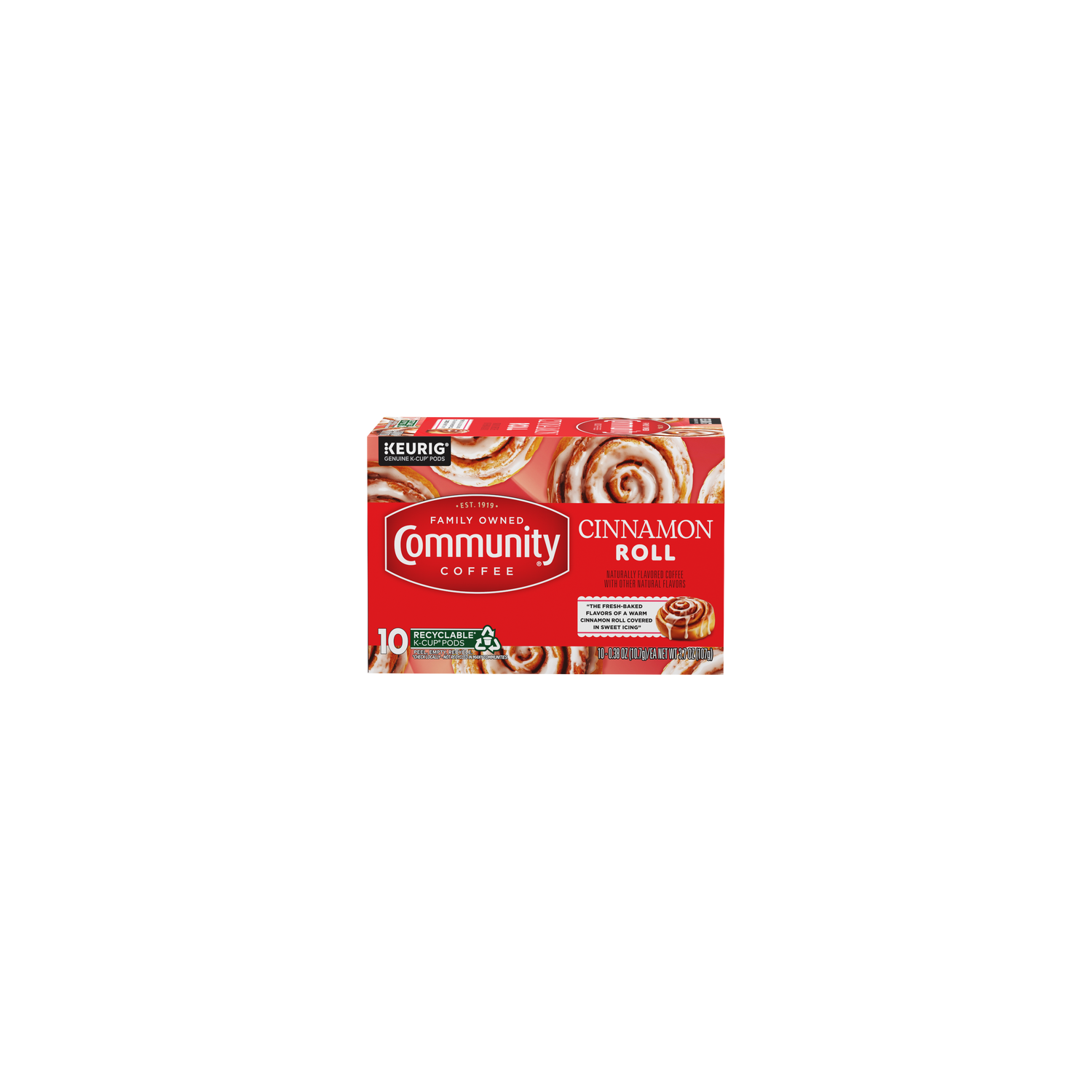 Community Coffee Cinnamon Roll Medium Roast Keurig K-Cup Pods - 0.38 Ounce
