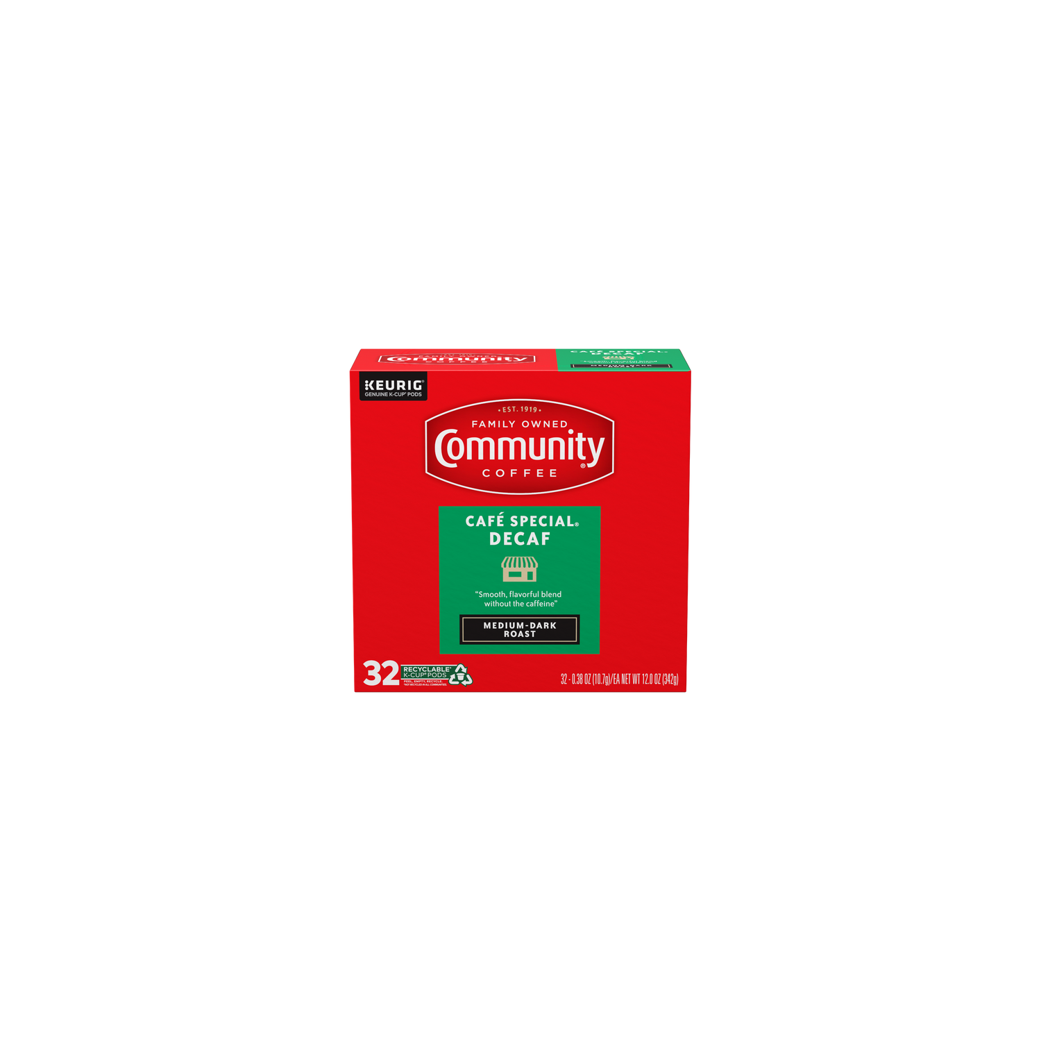 Community Coffee Café Special Decaf Medium Dark Roast Single Serve Cups - 0.375 Ounce - 32 Count Image 1 of 2