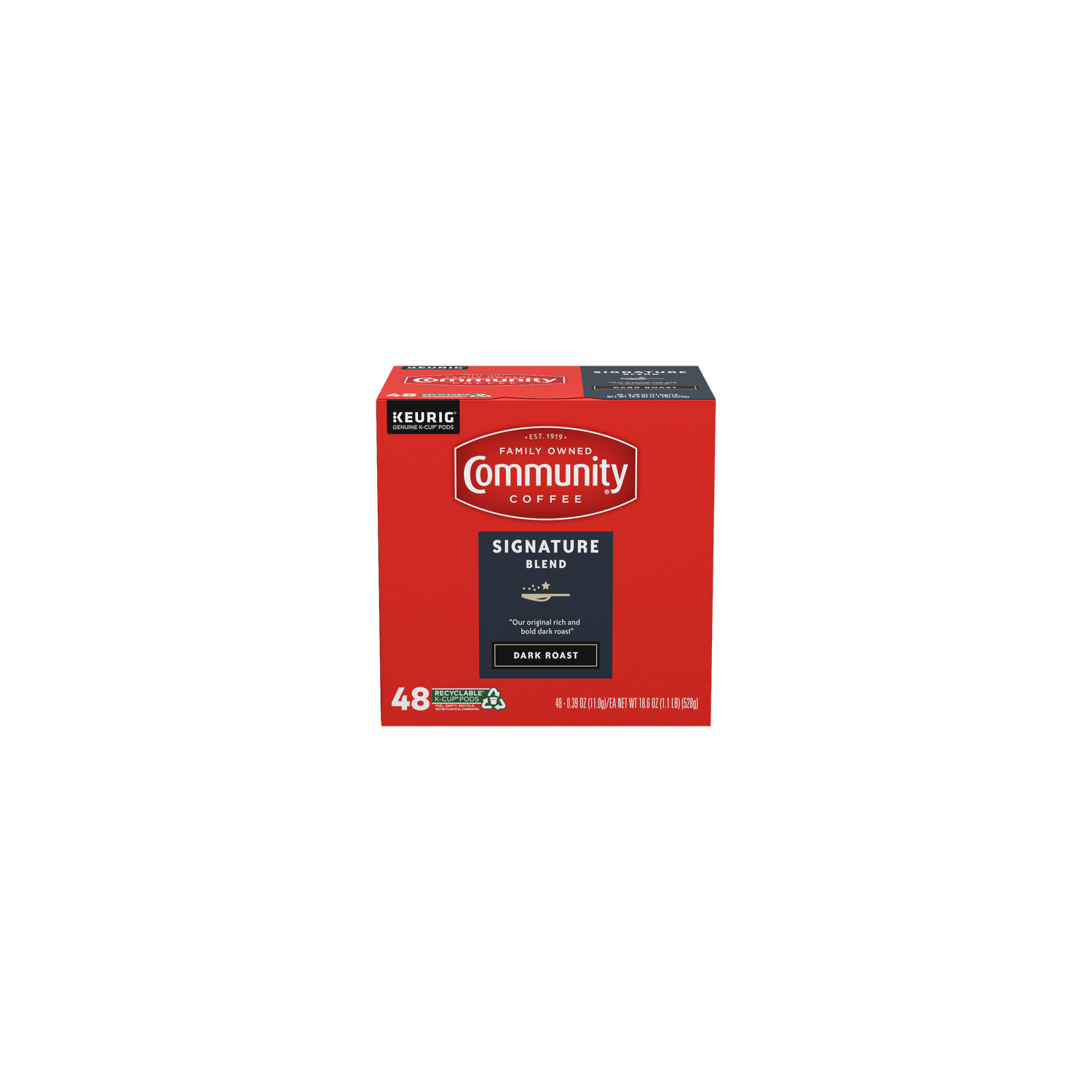 Community Coffee Signature Blend Dark Roast Single Serve Cups - 0.388 Ounce - 48 Count Image 1 of 3