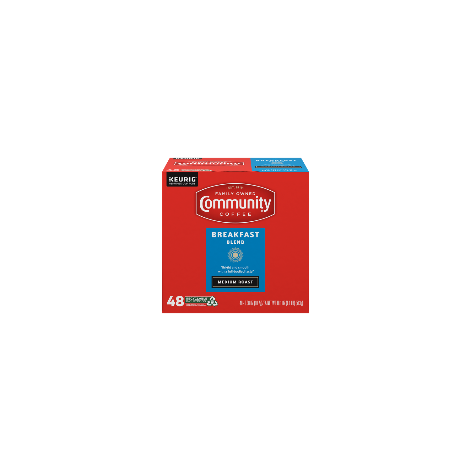 Community Coffee Breakfast Blend Medium Roast Single Serve Cups - 0.377 Ounce - 48 Count Image 1 of 3