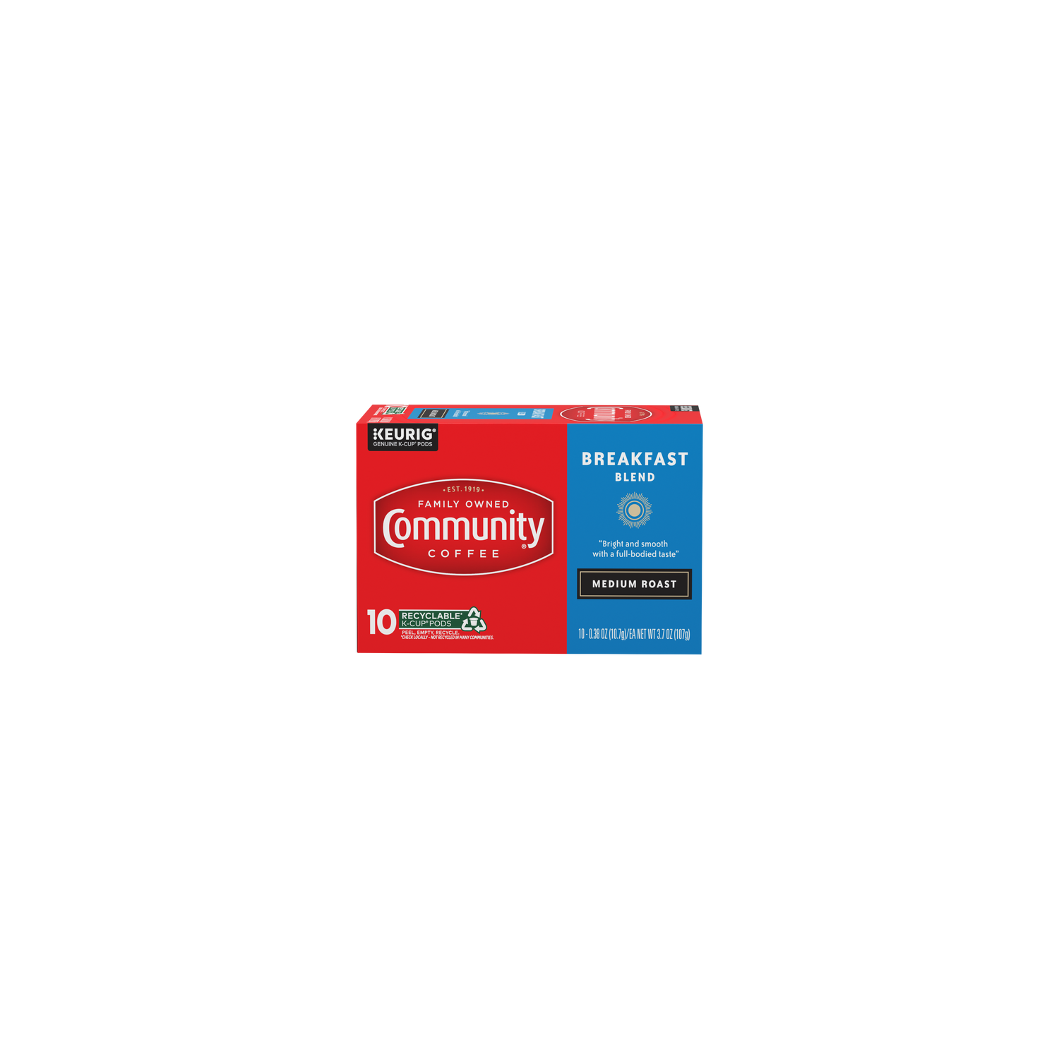 Community Coffee Breakfast Blend Medium Roast Single Serve Cups - 0.37 Ounce - 10 Count Image 1 of 3