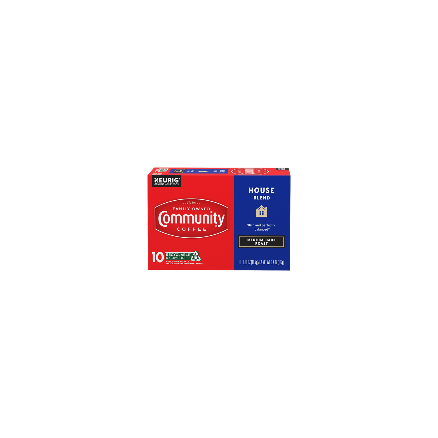 Community Coffee House Blend Medium Dark Roast Single Serve Cups - 0.37 Ounce - 10 Count Image 1 of 3