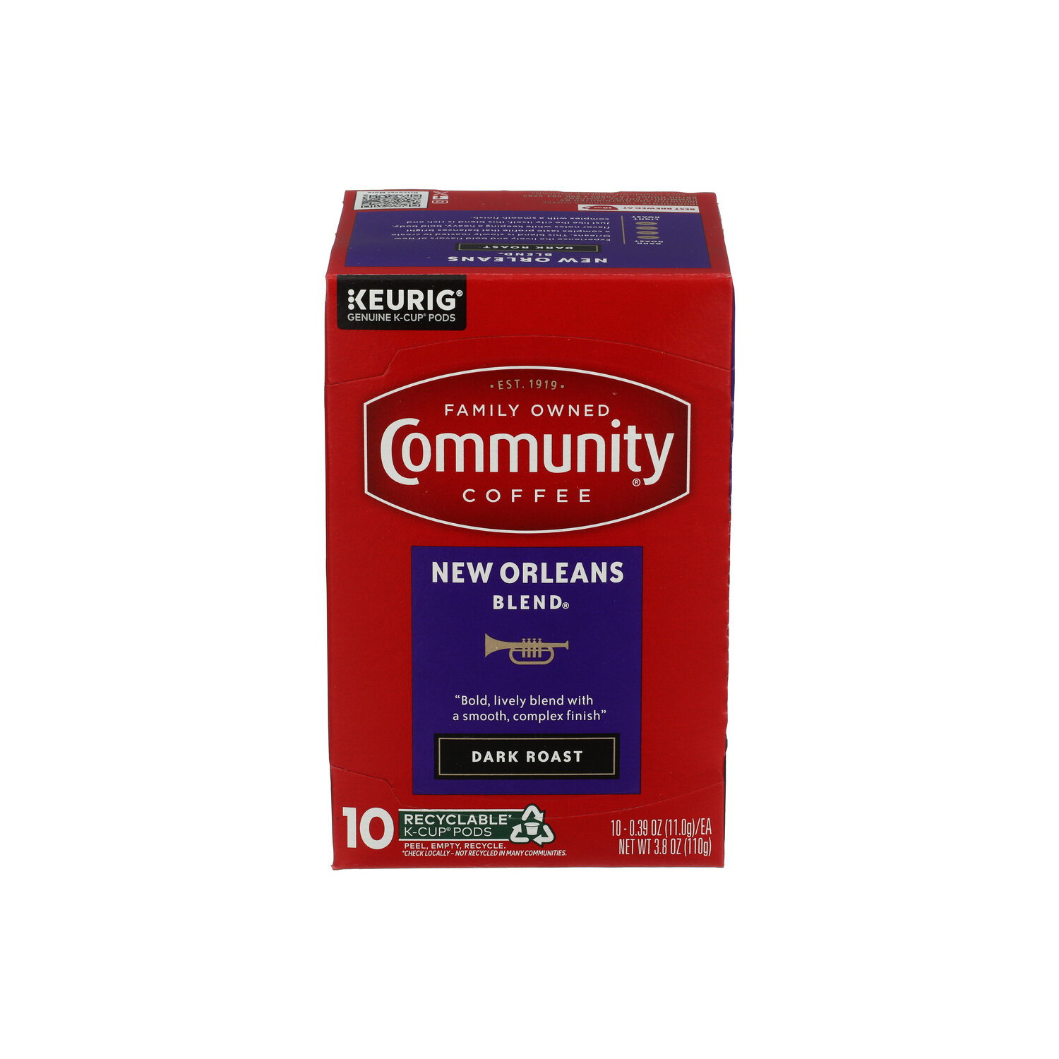 Community Coffee New Orleans Blend Dark Roast Single Serve Cups - 0.38 Ounce - 10 Count Image 1 of 3
