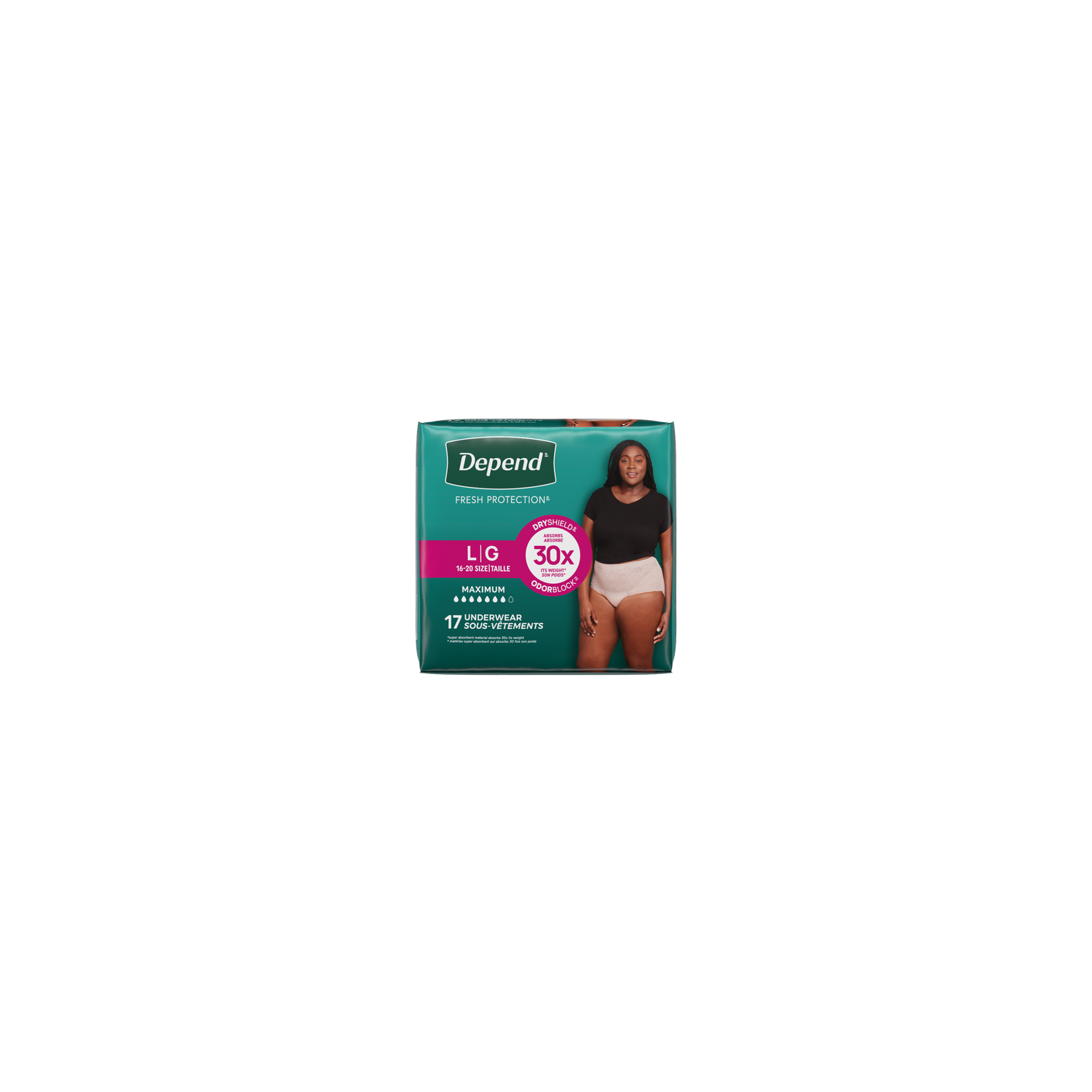 Depend Fresh Protection Maximum Absorbency Underwear For Women Size L (16-20) - 17 Count Image 1 of 2