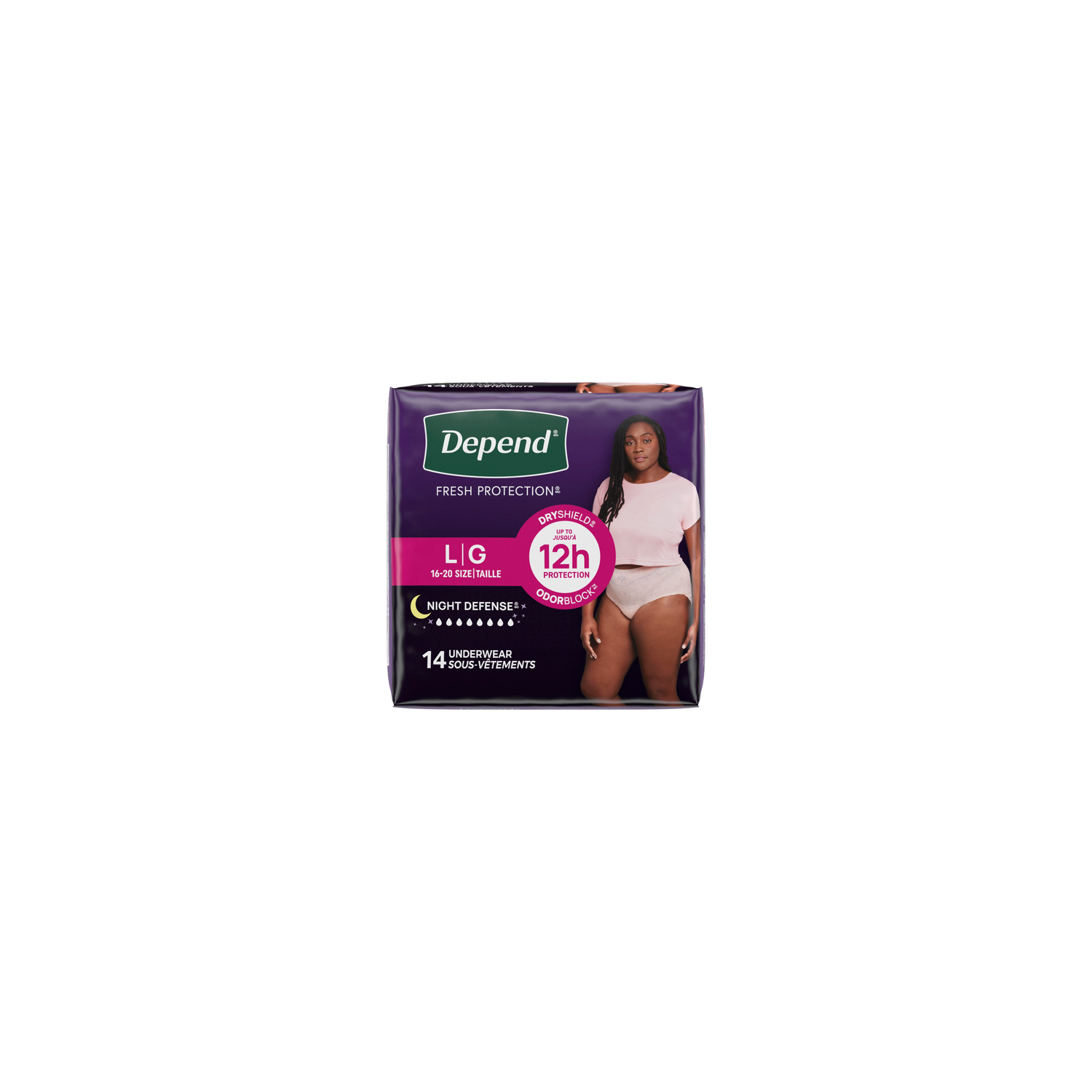 Depend Fresh Protection Night Defense Underwear For Women Size L (16-20) - 14 Count Image 1 of 2