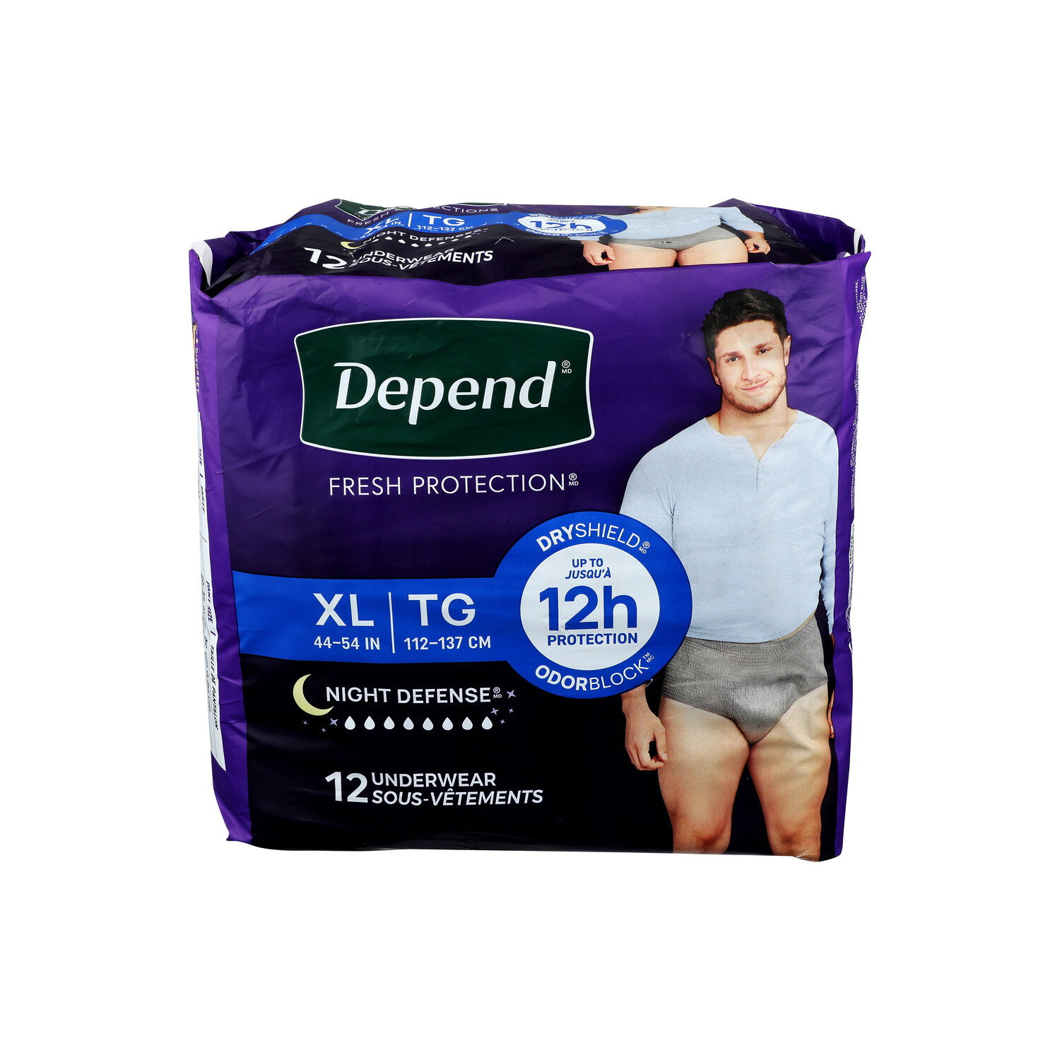 Depend Night Defense Men's Adult Incontinence Underwear XL - 12 Count Image 1 of 3
