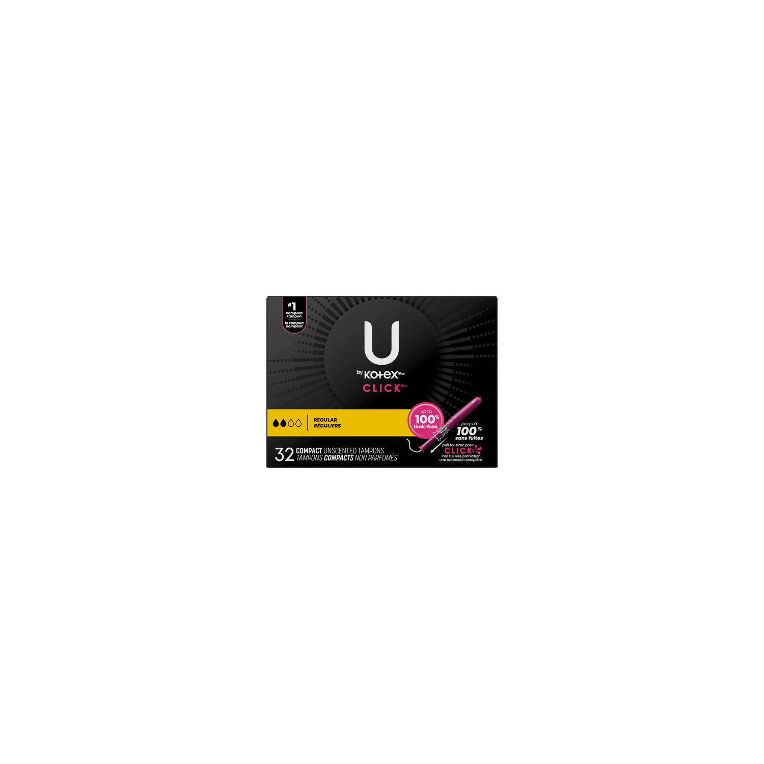 U by Kotex Click Regular Compact Unscented Tampons - 32 Count Image 1 of 2