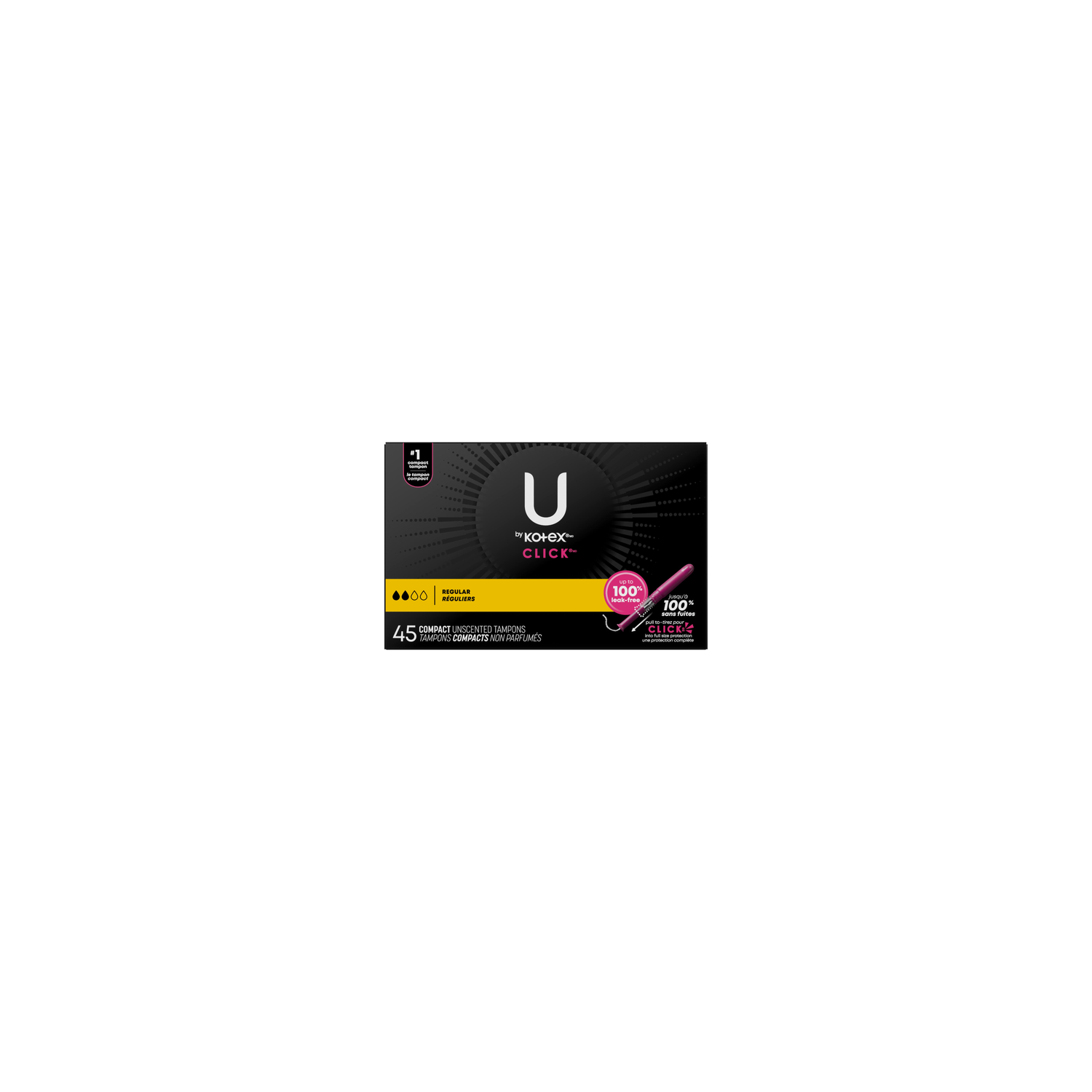 U by Kotex Click Regular Compact Unscented Tampons - 45 Count Image 1 of 2