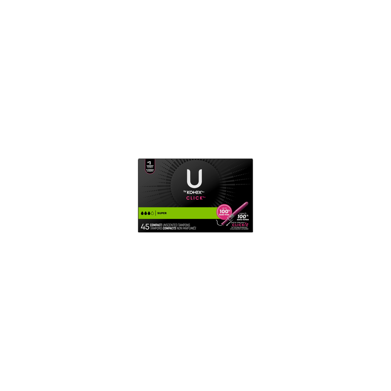 U by Kotex Click Super Compact Unscented Tampons - 45 Count Image 1 of 2