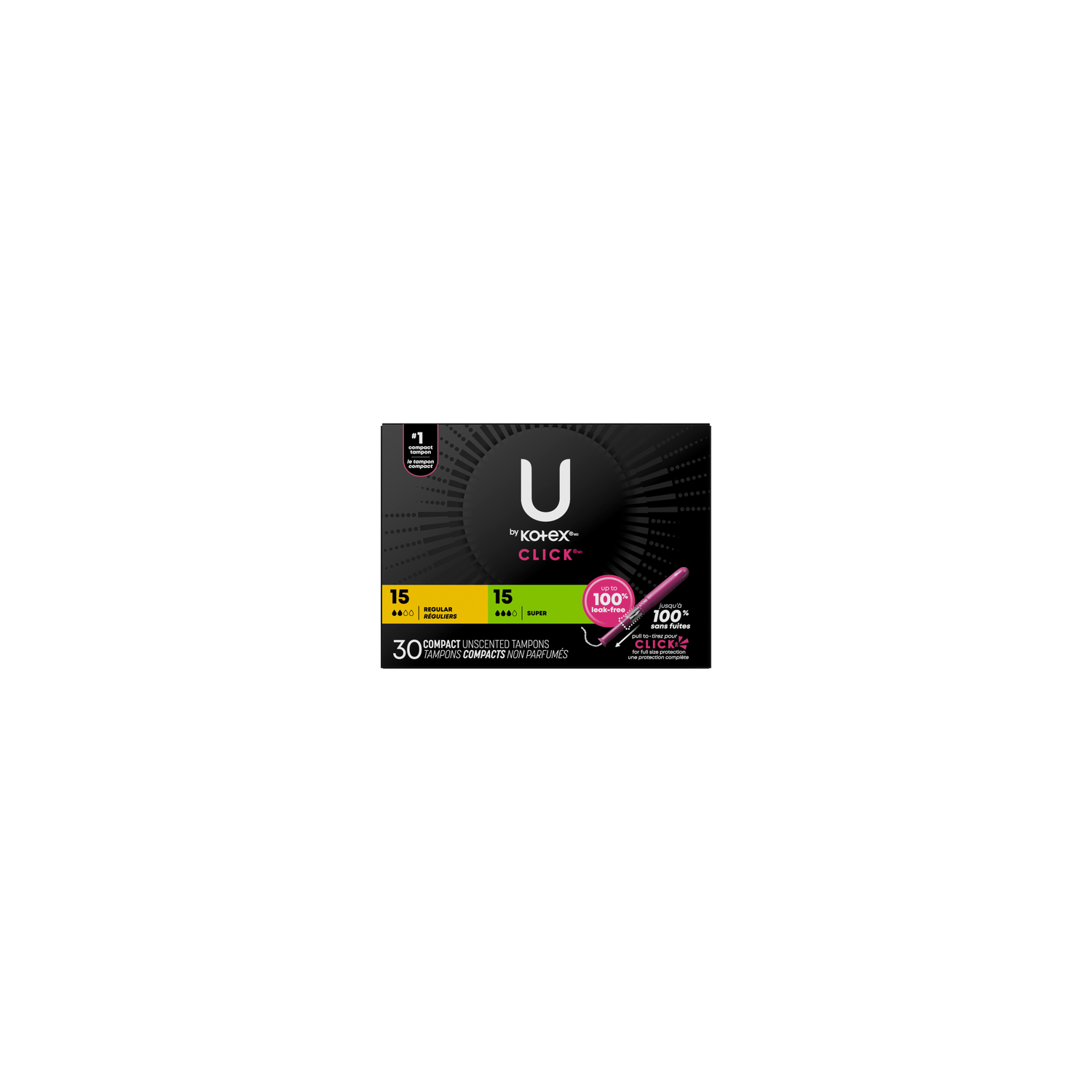 U by Kotex Click Multipack Regular/Super Compact Unscented Tampons - 30 Count Image 1 of 2