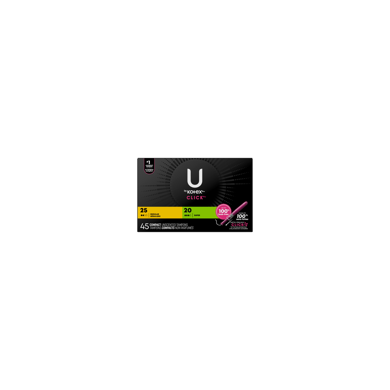 U by Kotex Click Multipack Regular/Super Compact Unscented Tampons - 45 Count Image 1 of 2