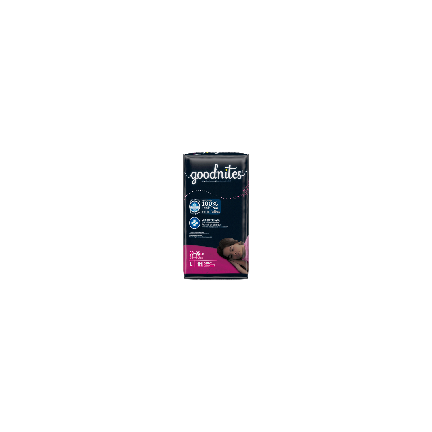 Goodnites Girl's Nighttime Underwear Size L - 11 Count Image 1 of 2