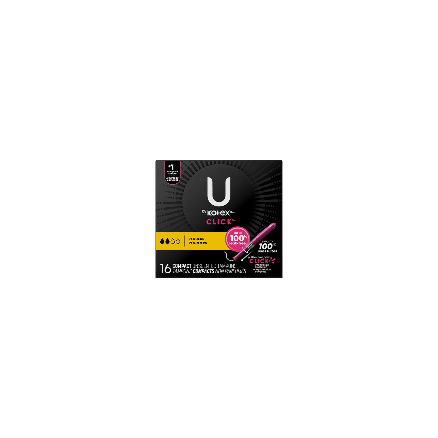 U by Kotex Click Regular Compact Unscented Tampons - 16 Count Image 1 of 2