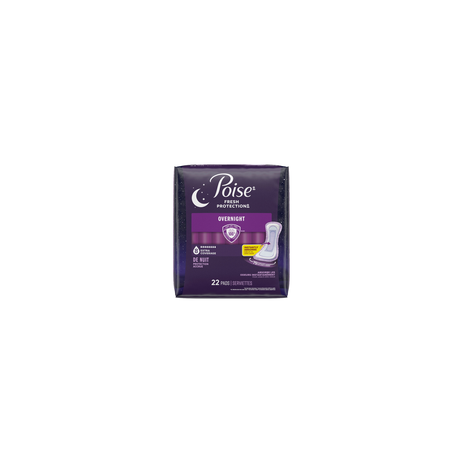 Poise Fresh Protection Extra Coverage Overnight Pads - 22 Count Image 1 of 2