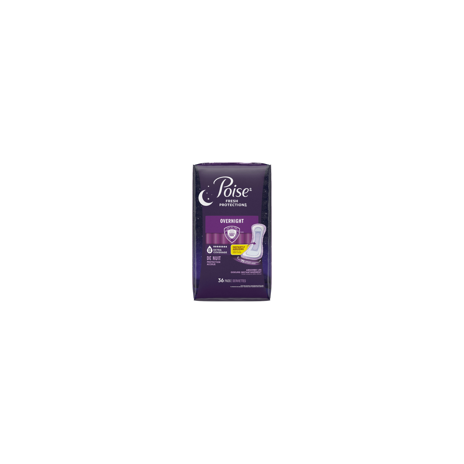 Poise Fresh Protection Extra Coverage Overnight Pads - 36 Count Image 1 of 2