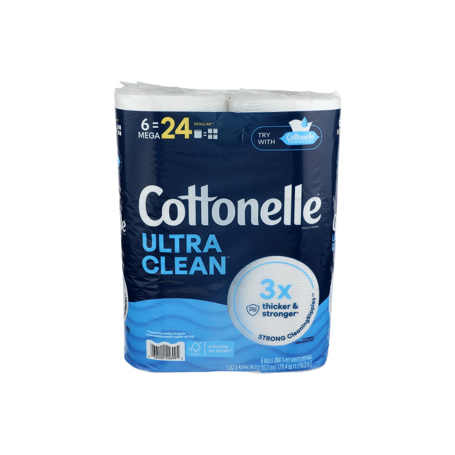 Cottonelle Clean Mega Roll - 29.9 Square foot - 6 Count Image 1 of 2