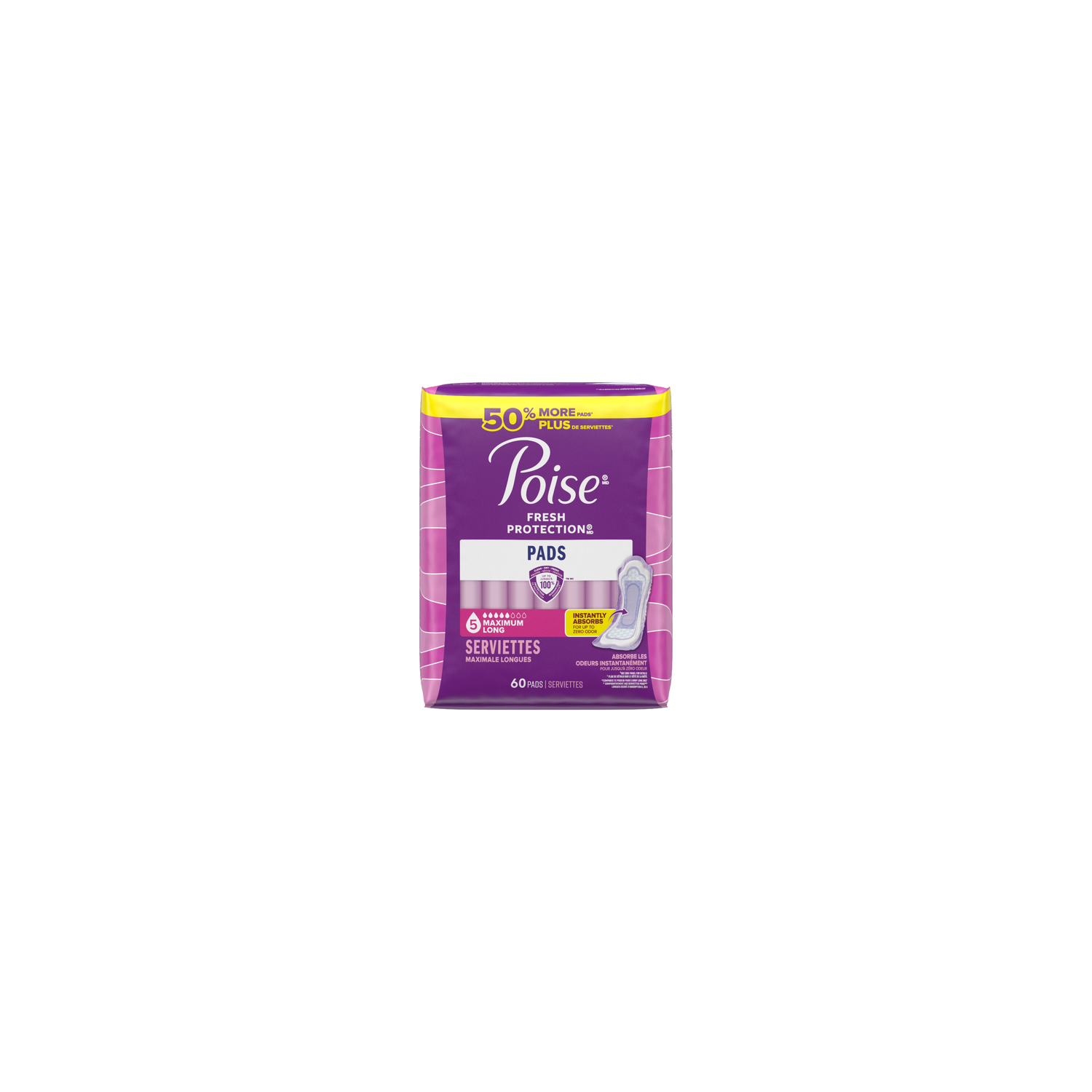 Poise Fresh Protection Maximum Absorbency Long Pads - 60 Count Image 1 of 2