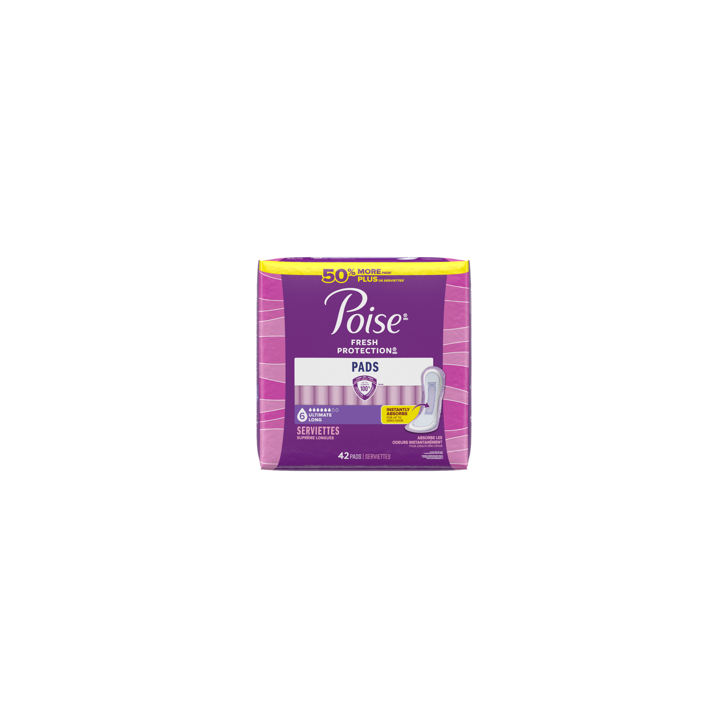 Poise Fresh Protection Ultimate Absorbency Long Pads - 42 Count Image 1 of 2