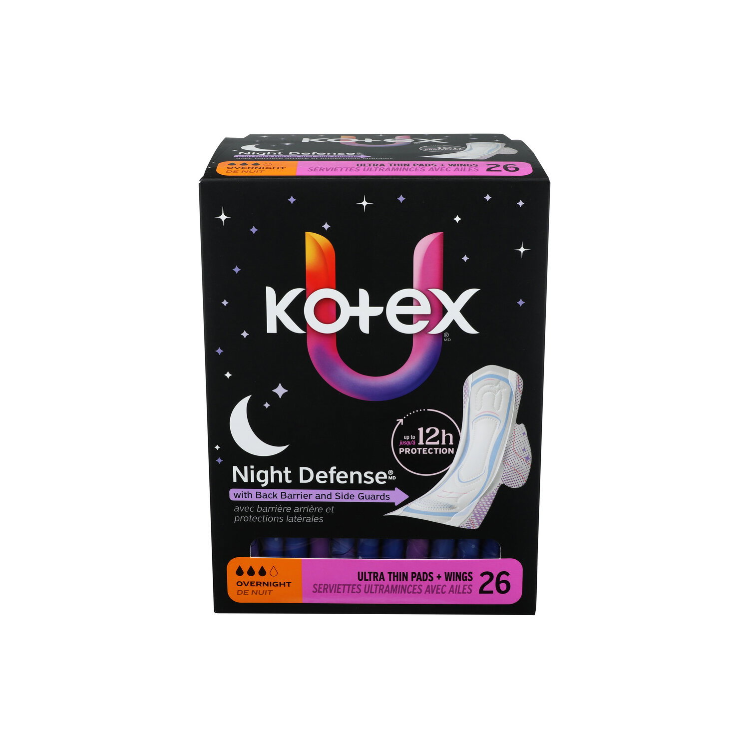 Kotex Ultra Thin Overnight Maxi Pads With Wings - 26 Count Image 1 of 3