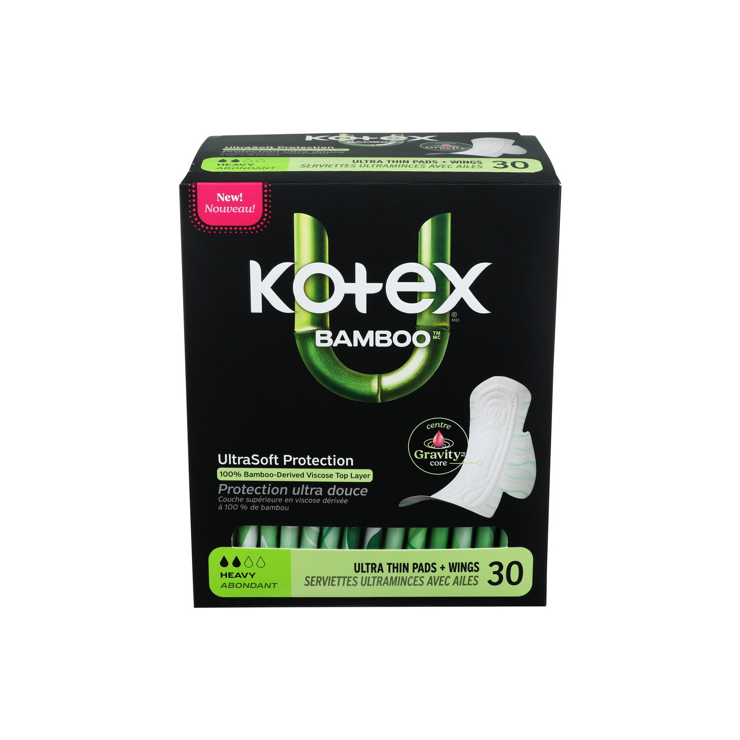 Kotex Bamboo Ultra Thin Pads with Wings - 30 Count Image 1 of 3