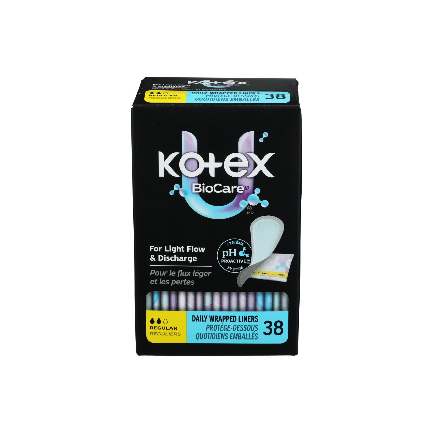 Kotex BioCare Regular Daily Wrapped Liners - 38 Count Image 1 of 3