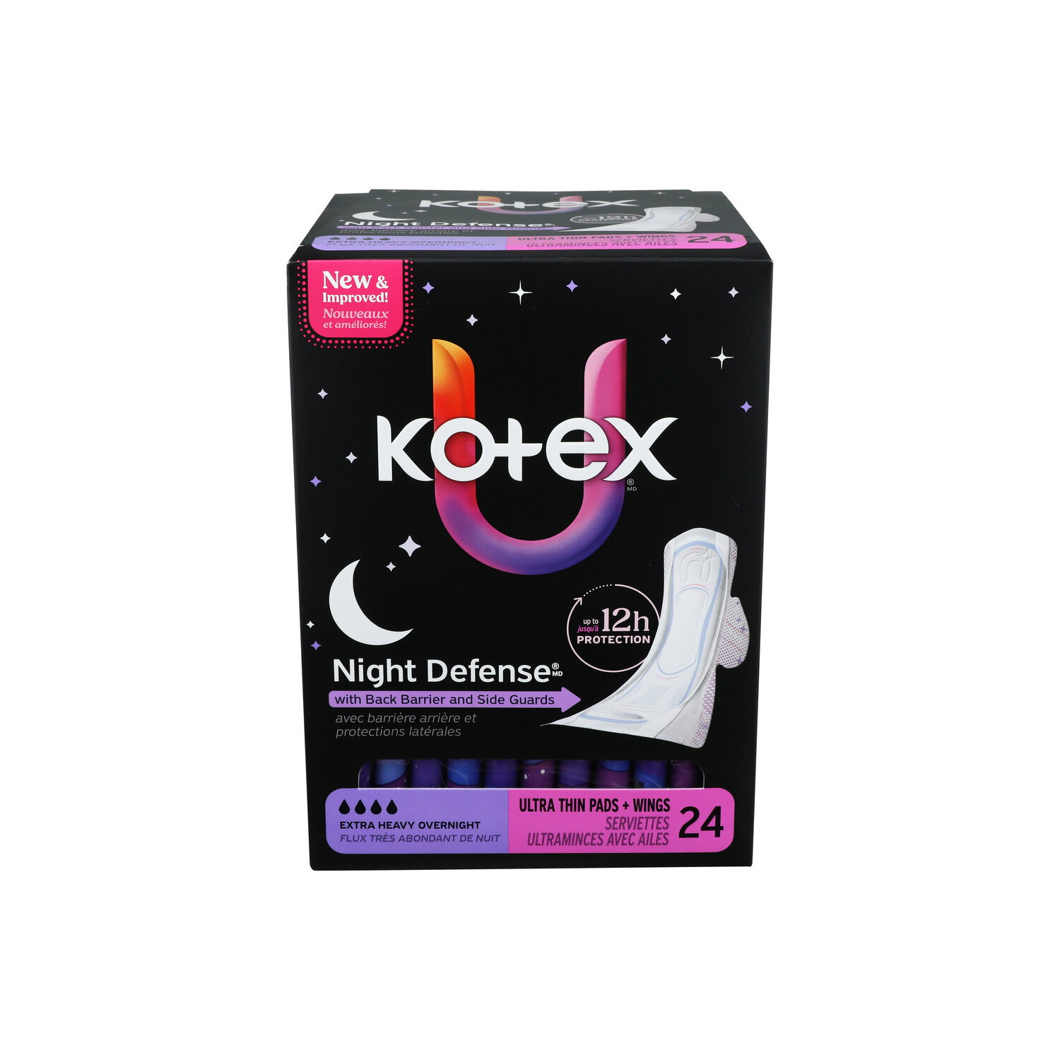 Kotex Ultra Thin Extra-Heavy Overnight Pads with Wings - 24 Count Image 1 of 3