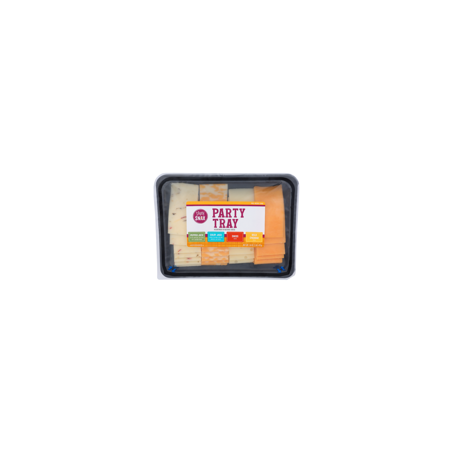Savvy Snax Pepper Jack, Colby Swiss And Mild Cheddar Party Tray Assortment Of Natural Cheese - 16 Ounce Image 1 of 4