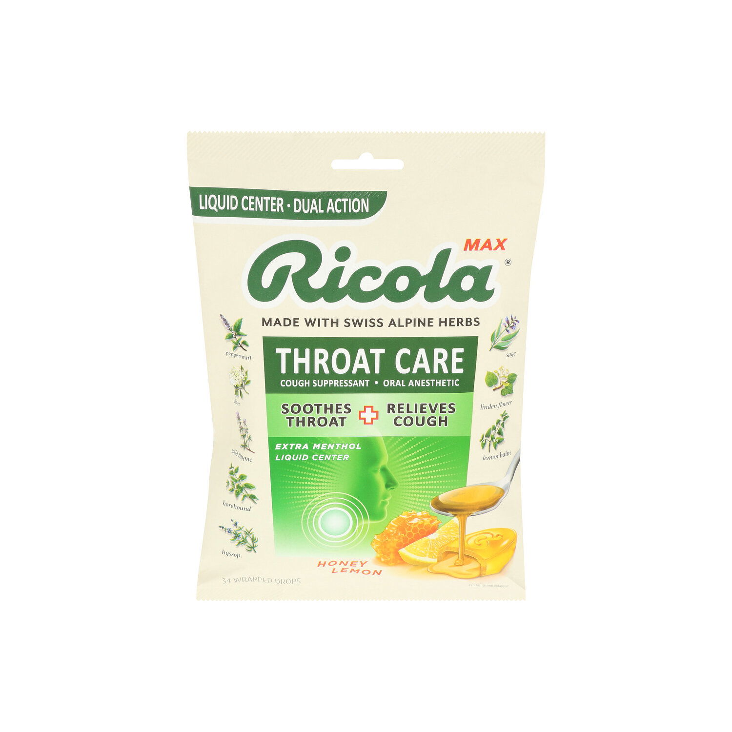 Ricola Max Honey Lemon Cough Drops - 34 Count - FRESH by Brookshire's