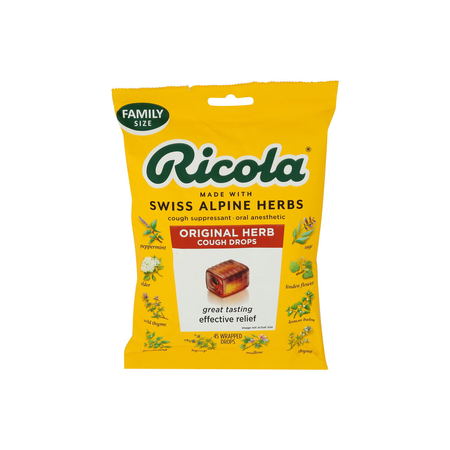 Ricola Original Herb Cough Dropsthroat Lozenges Family Bag - 45 Count Image 1 of 2