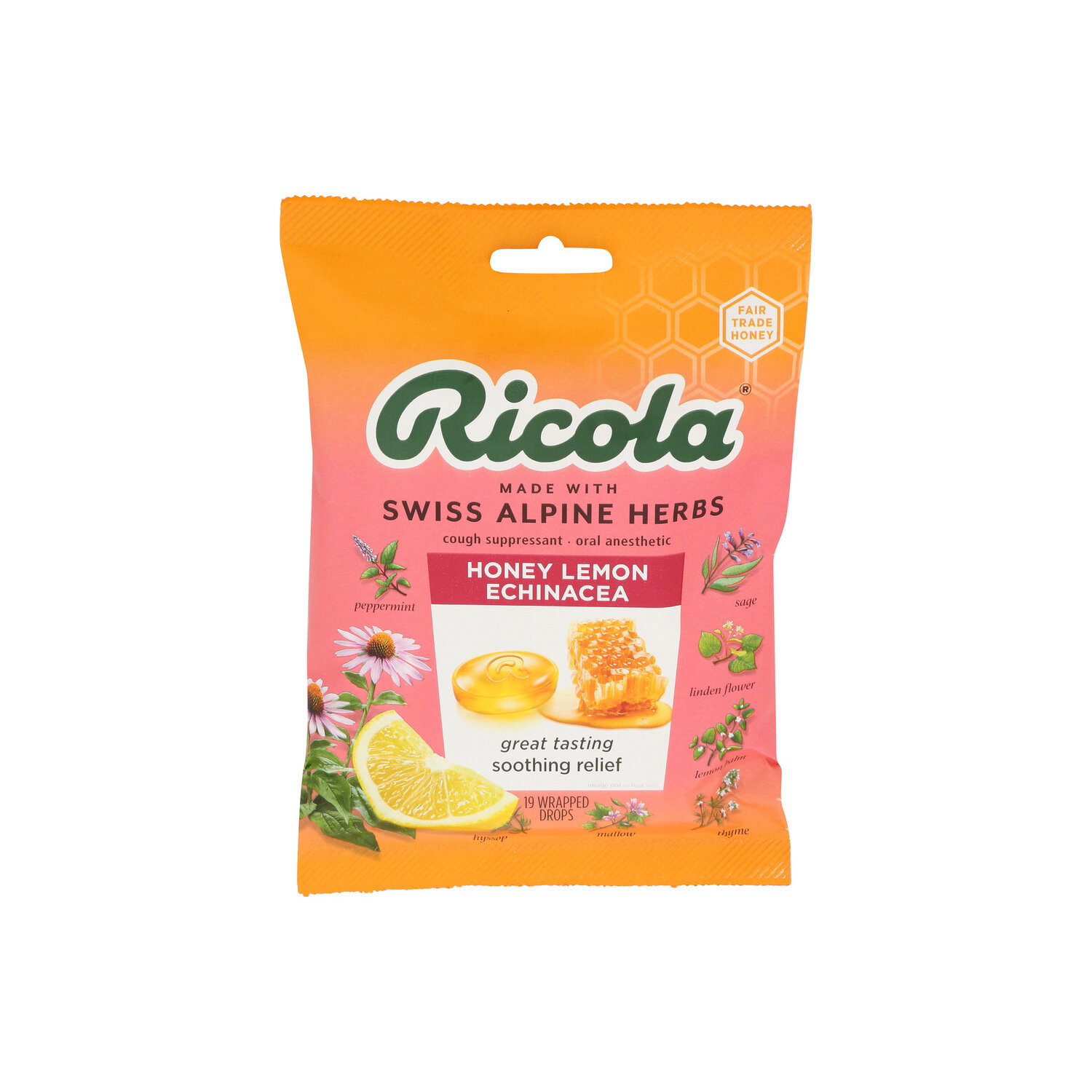 Ricola Honey Lemon Echinacea Cough Drops - 19 Count Image 1 of 2