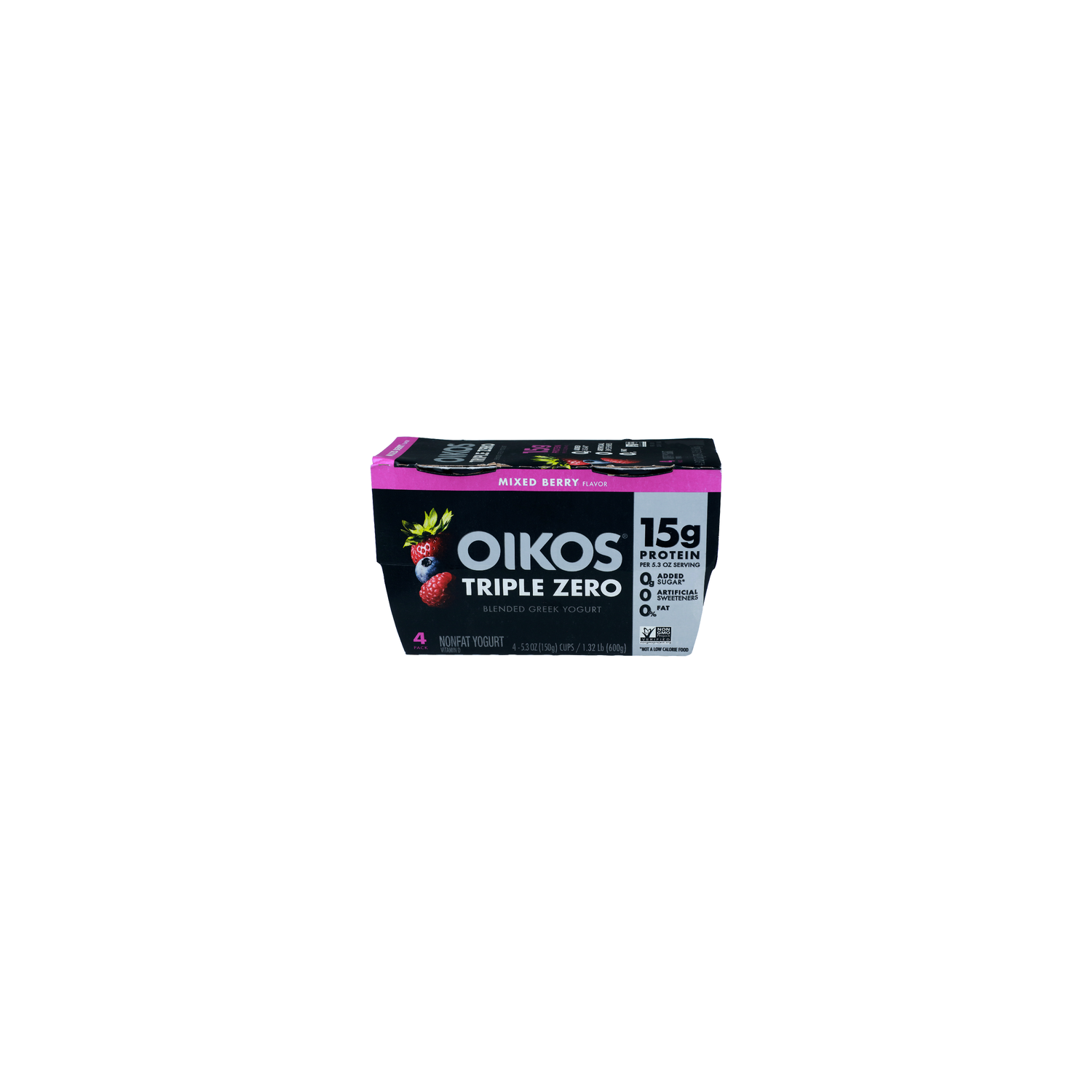 Oikos Triple Zero Mixed Berry Flavor Blended Greek Yogurt - 5.3 Ounce - 4 Count Image 1 of 4