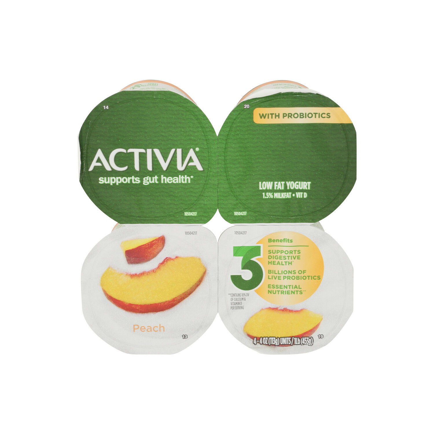 Activia Peach Lowfat Yogurt - 4 Ounce - 4 Count Image 1 of 4