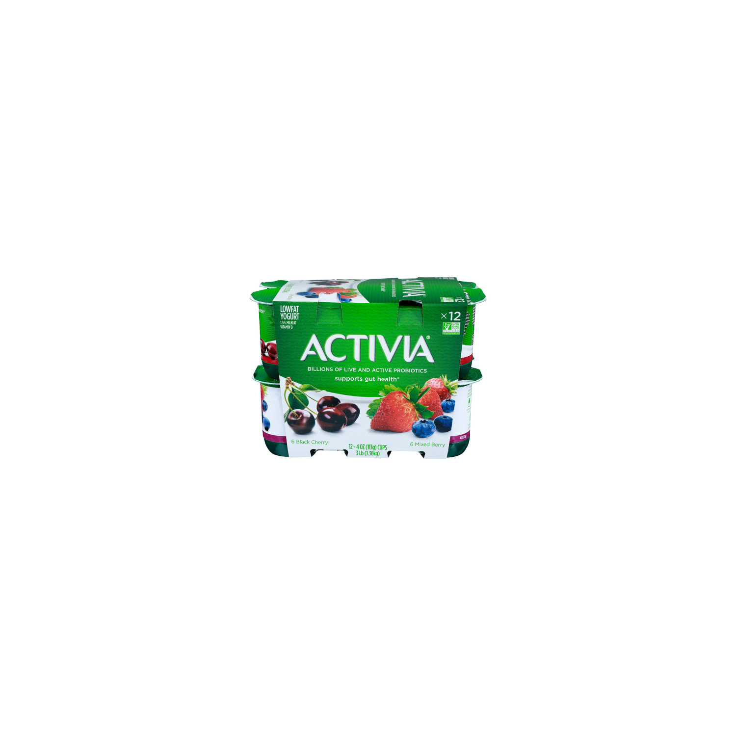 Activia Black Cherry Mixed Berry Yogurt - 4 Ounce - 12 Count Image 1 of 2