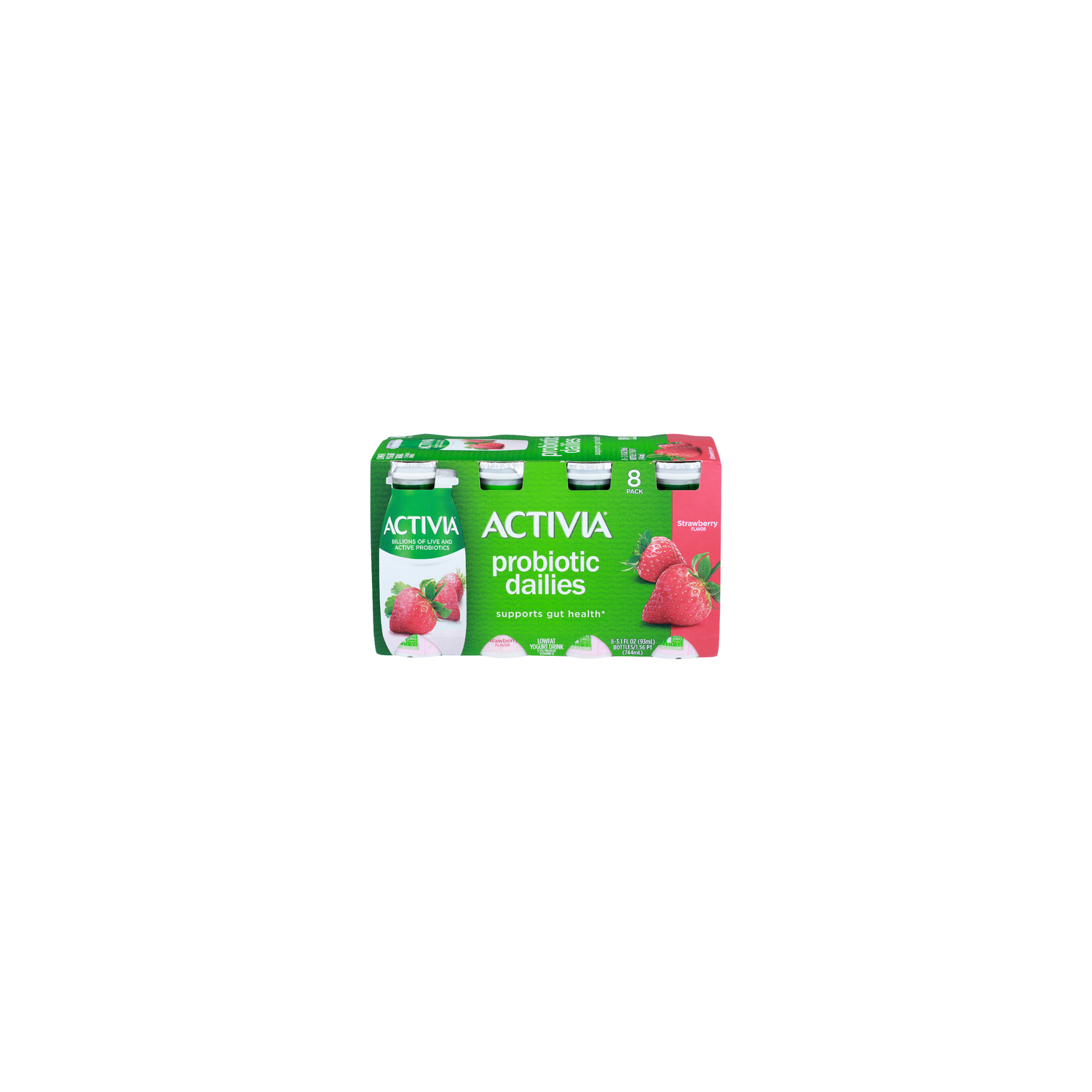 Activia Strawberry Flavor Probiotic Dailies Lowfat Yogurt Drink - 0.388 Fluid Ounce - 8 Count Image 1 of 4