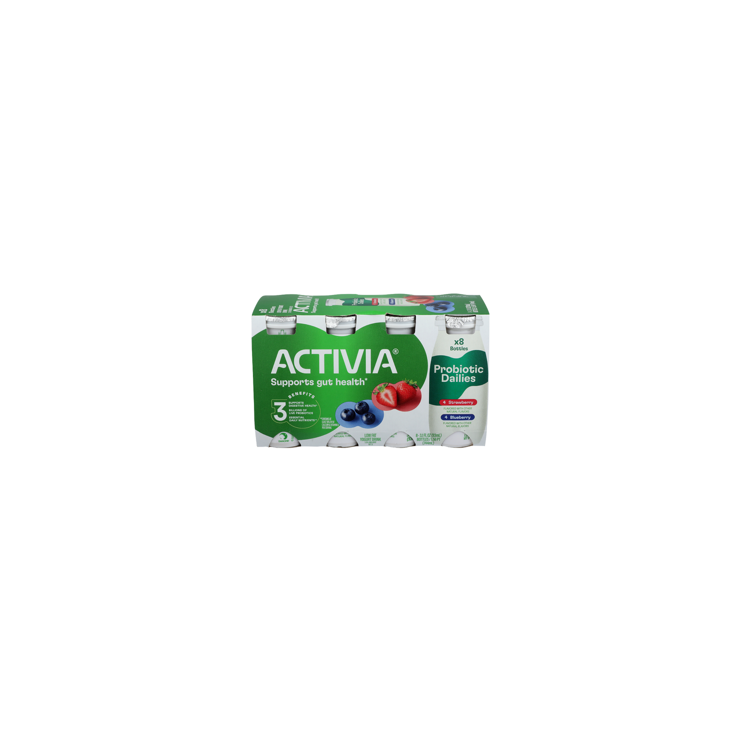Activia Probiotic Dailies Strawberry & Blueberry Low Fat Yogurt Drinks - 0.195 Pint - 8 Count Image 1 of 4