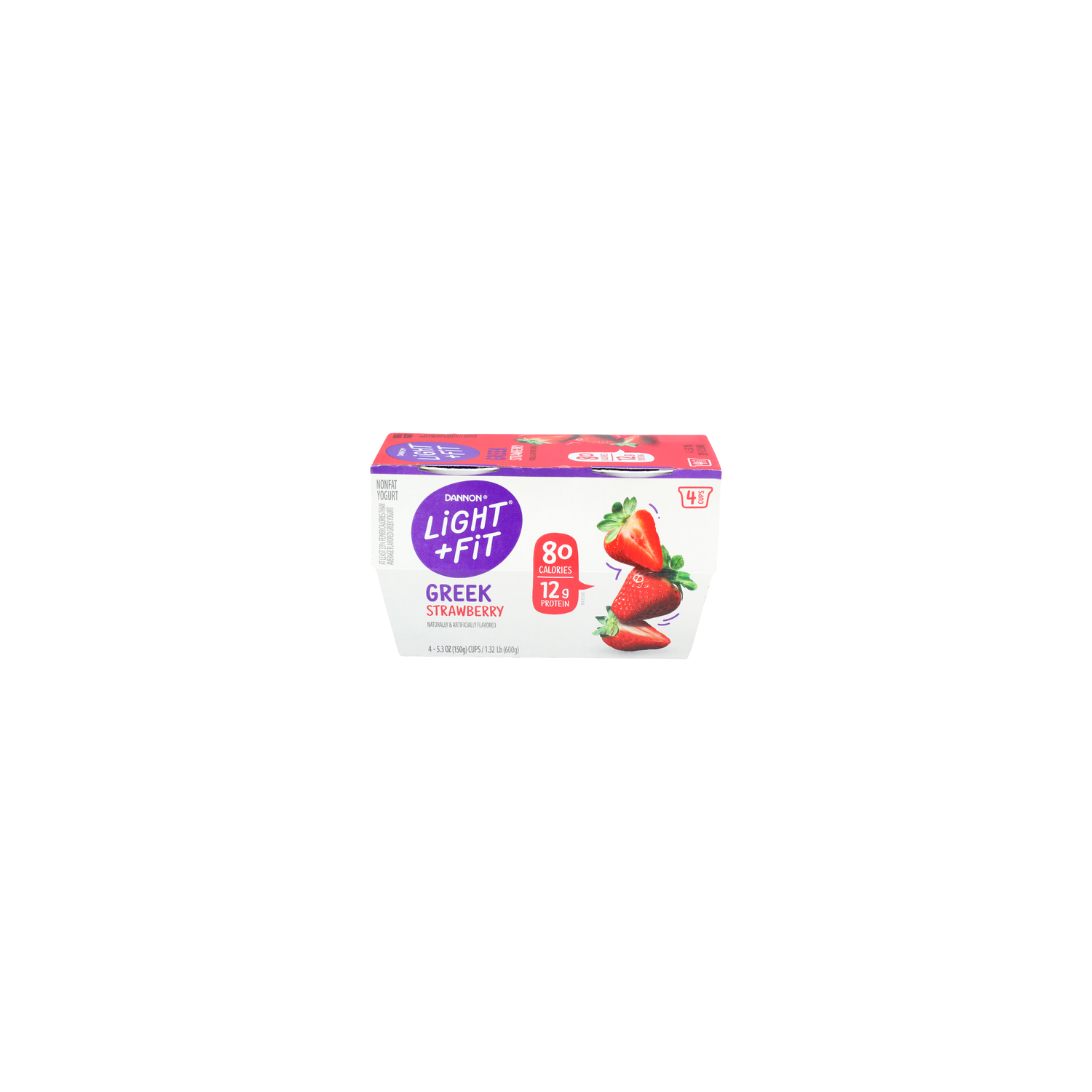 Dannon Light + Fit Strawberry Greek Nonfat Yogurt - 5.3 Ounce - 4 Count Image 1 of 4