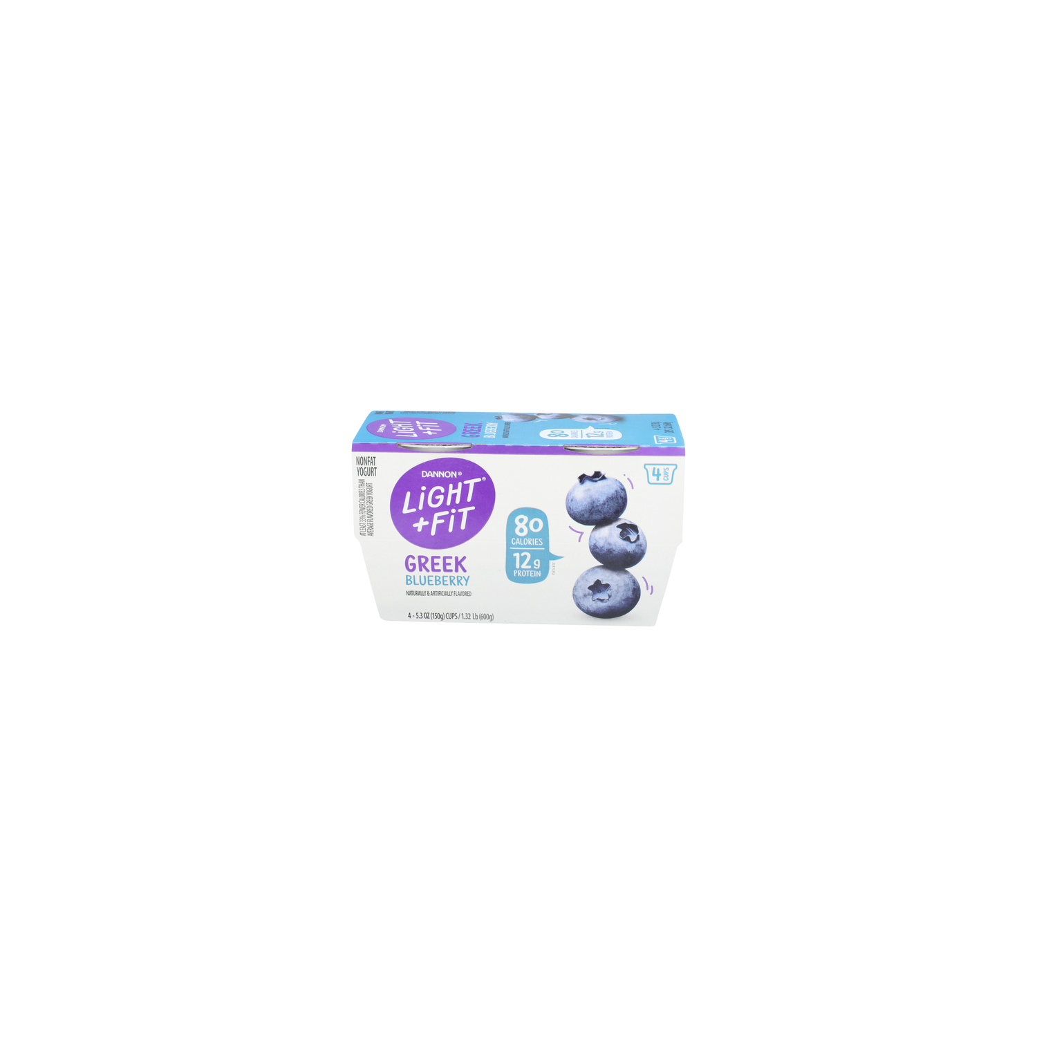 Dannon Light + Fit Greek Blueberry Nonfat Yogurt - 5.3 Ounce - 4 Count Image 1 of 4