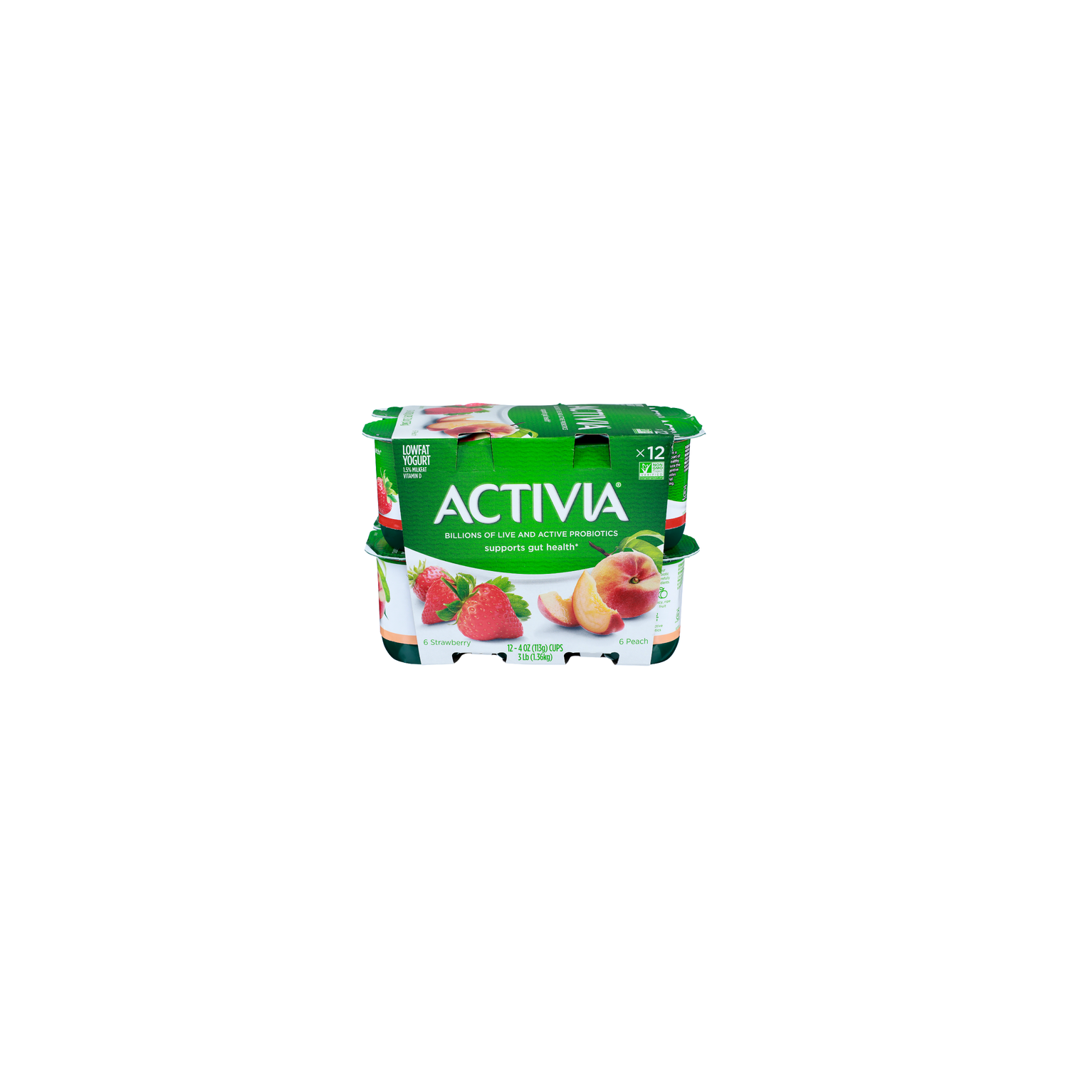 Activia Strawberry & Peach Yogurt - 4 Ounce - 12 Count Image 1 of 4