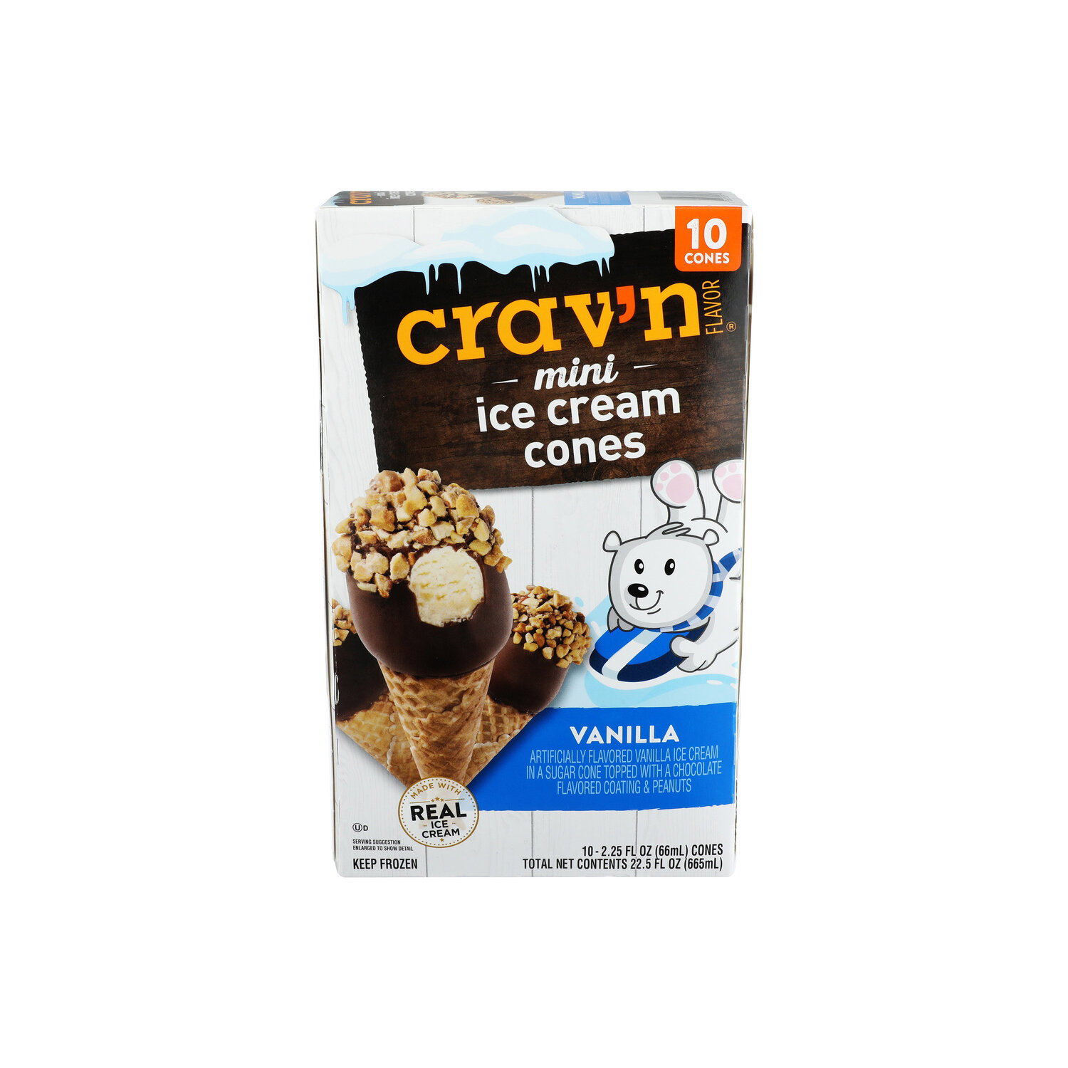 Crav'n Flavor Mini Vanilla Ice Cream Cone - 2.25 Fluid Ounce - 10
