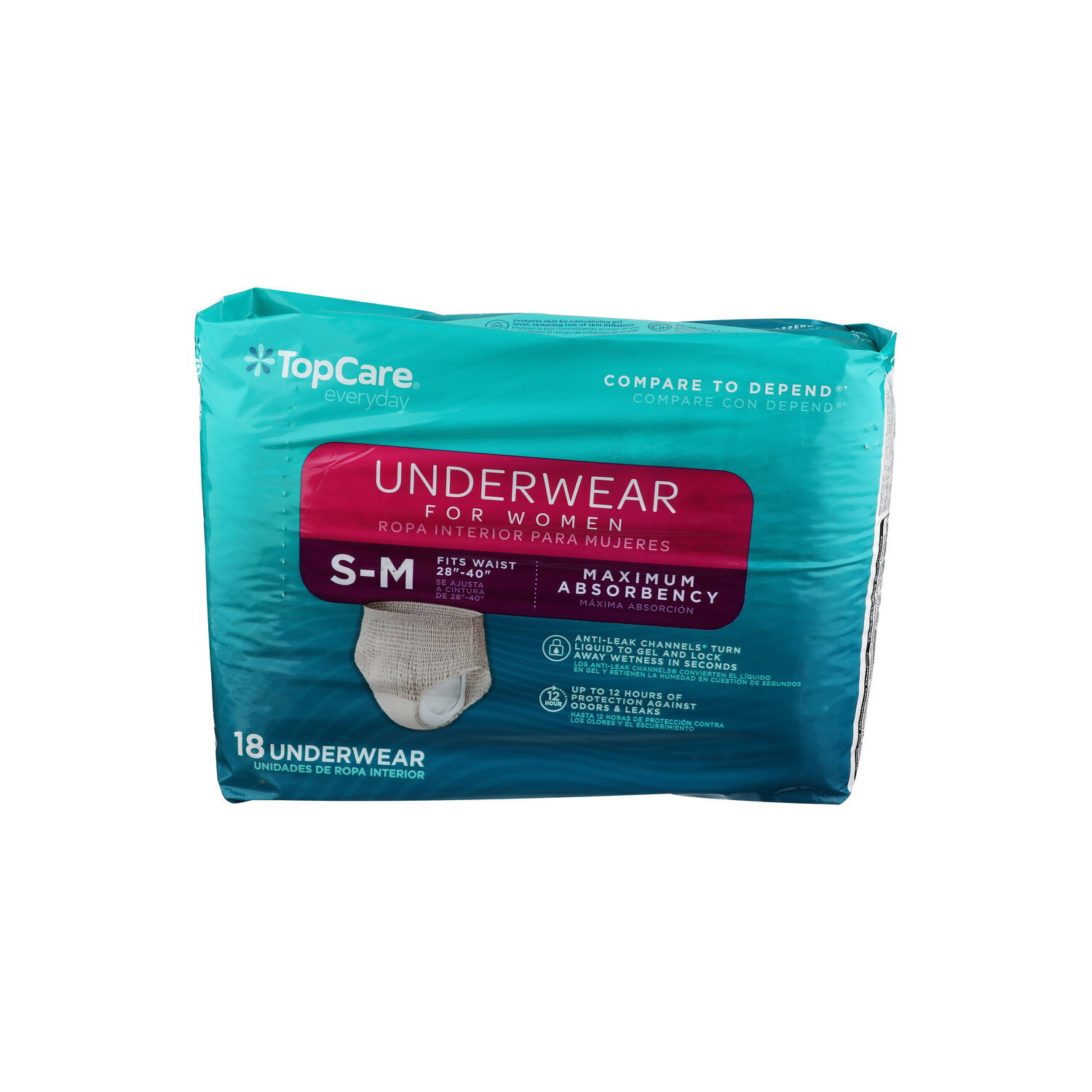 Top Care Everyday Small-Medium Maximum Absorbency Underwear For Women - 18 Count Image 1 of 2