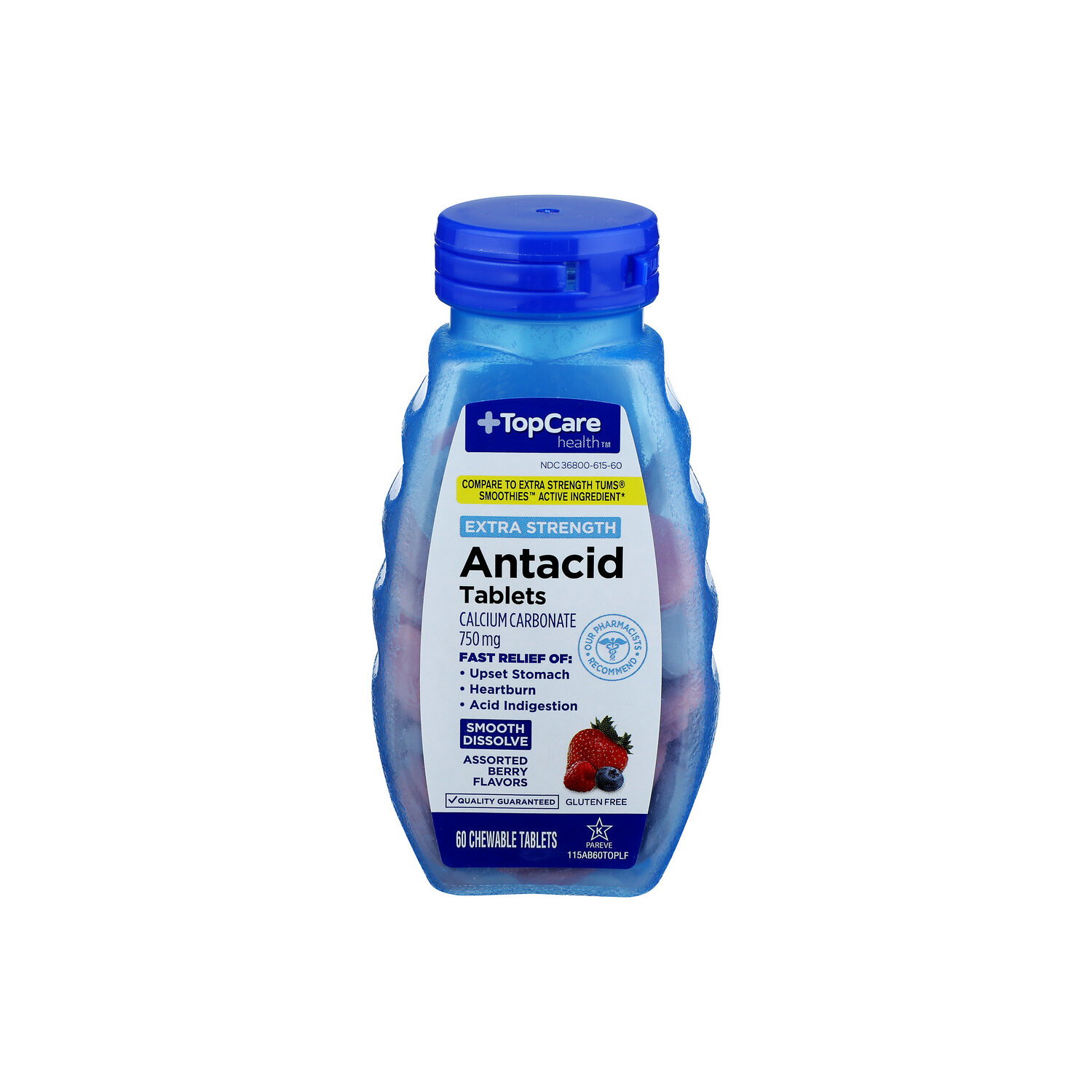 Top Care Health Assorted Berry Extra Strength Antacid Tablets - 60 Count Image 1 of 4
