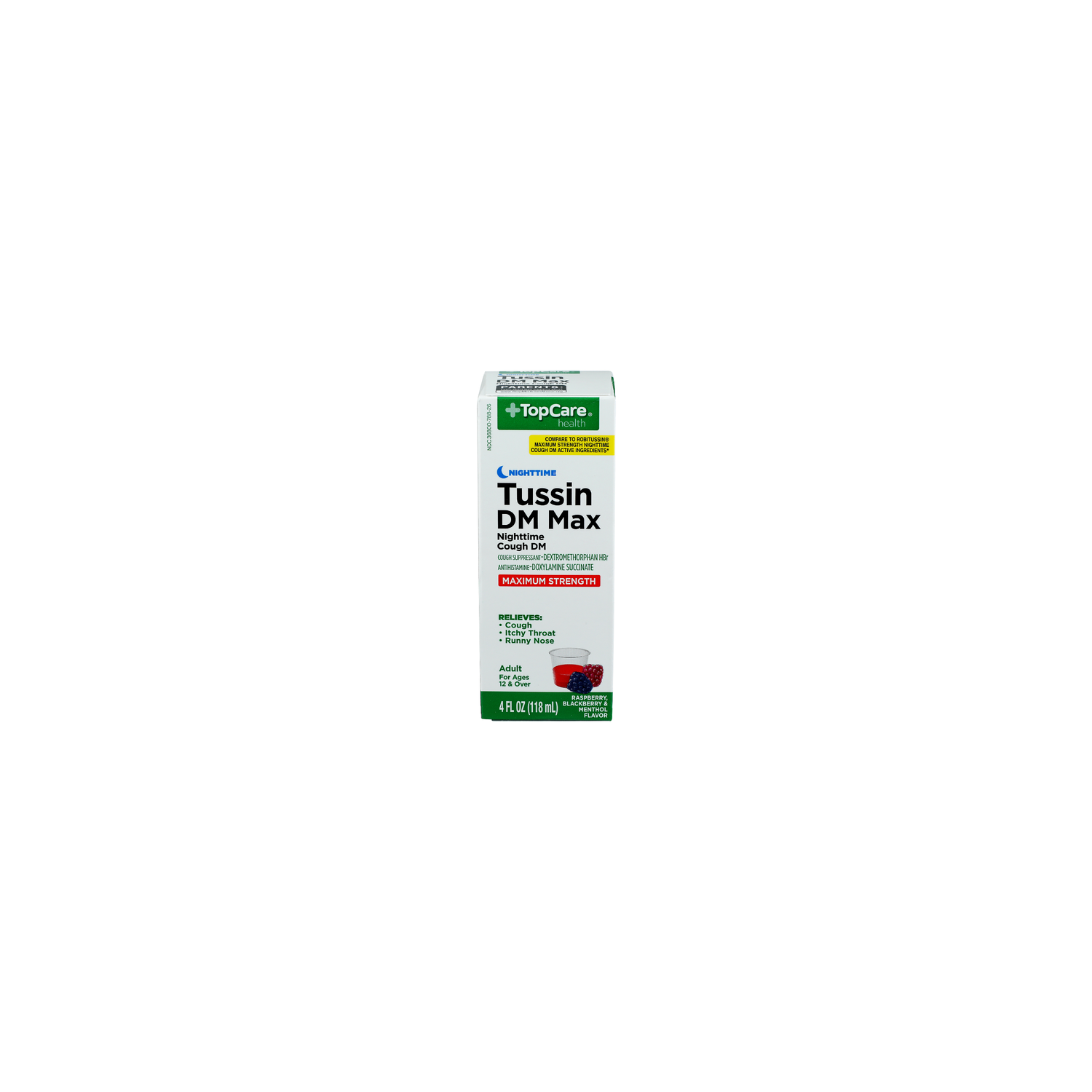 Top Care Health Raspberry, Blackberry & Menthol Maximum Strength Nighttime Tussin Dm Max - 4 Fluid Ounce Image 1 of 4