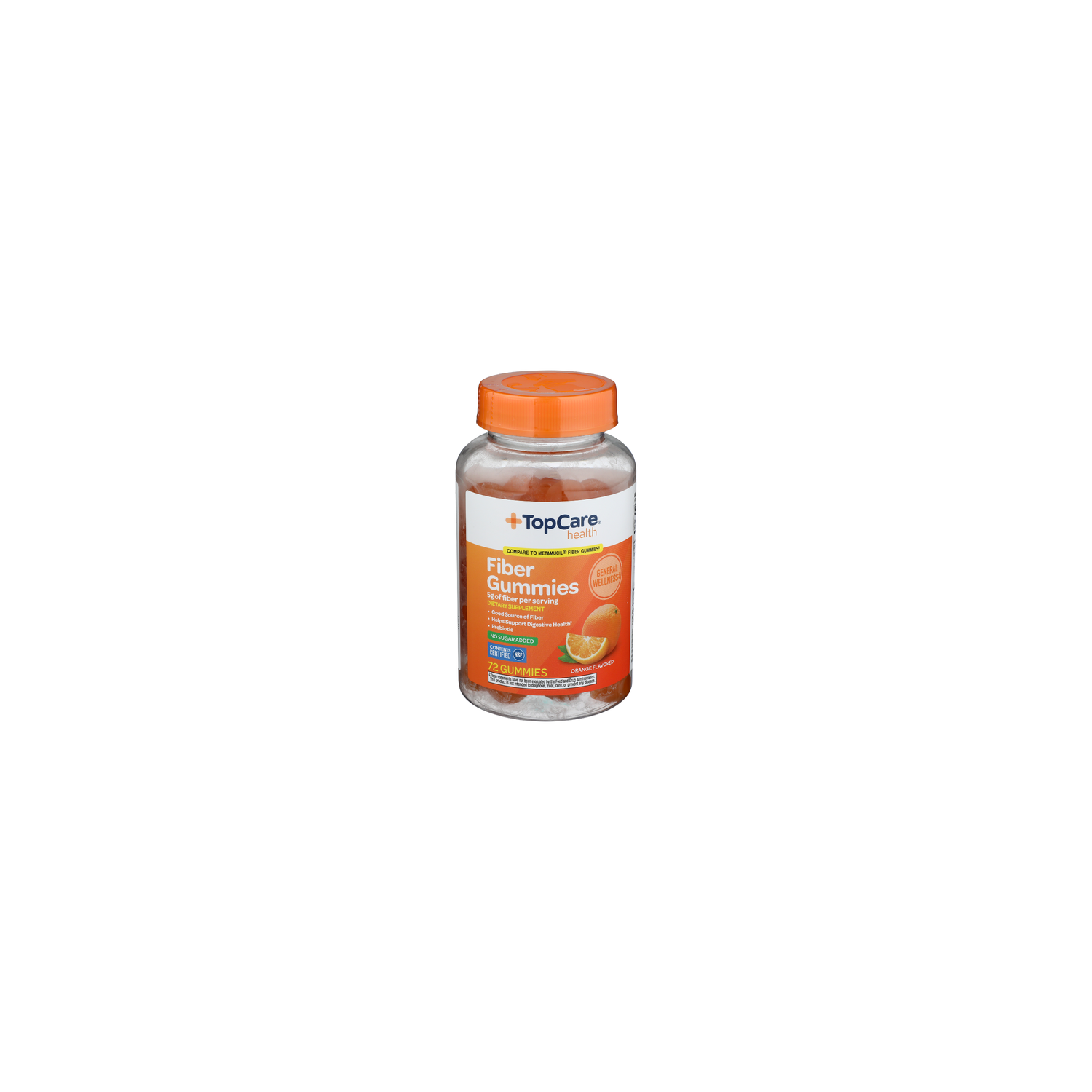TopCare Health No Sugar Added Orange Flavored Fiber Gummies - 72 Count Image 1 of 2