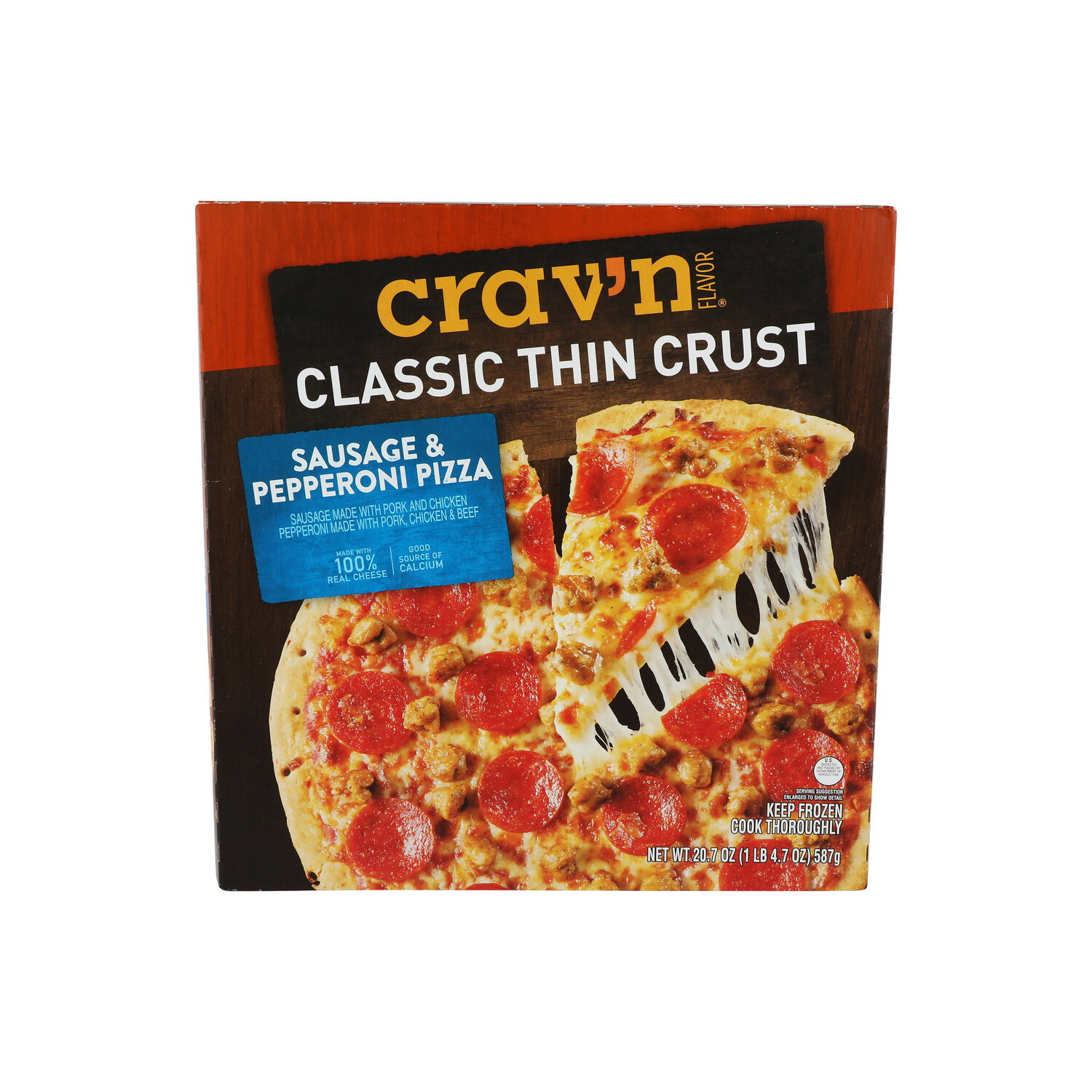 Crav'n Flavor Classic Thin Crust Sausage & Pepperoni Pizza - 20.7 Ounce Image 1 of 4